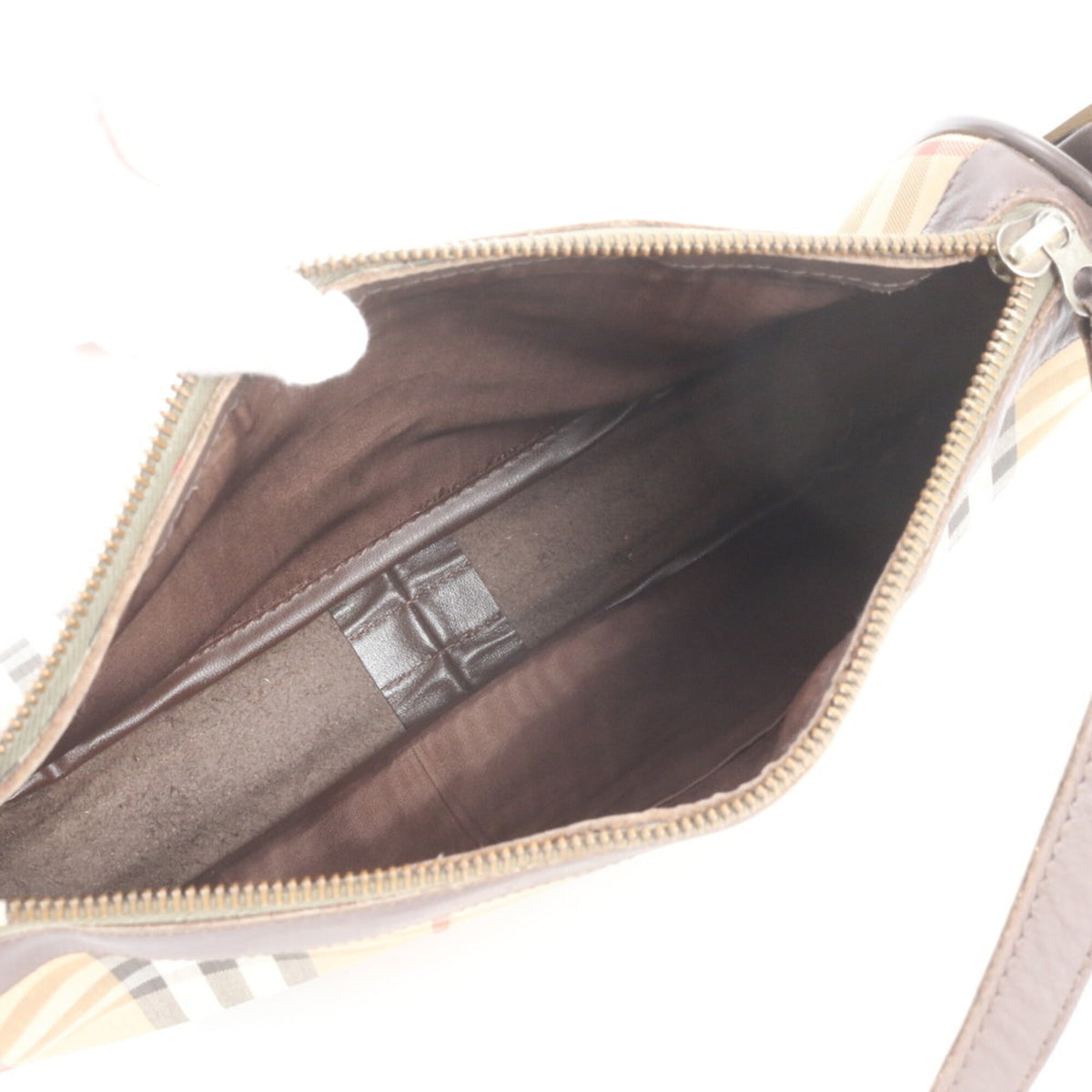 Burberry Brown Leather Canvas Shoulder Bag Tote Bag (Pre-Owned)