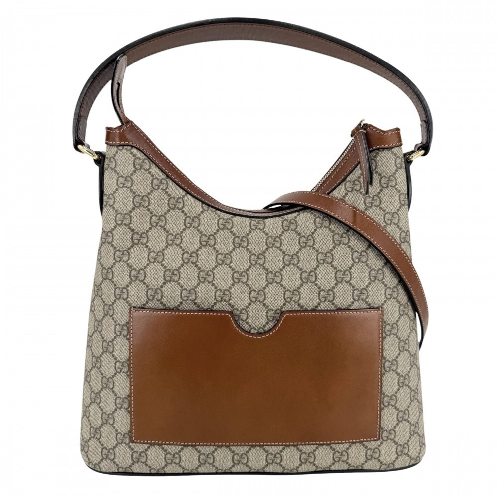 Gucci Beige Brown Gg Supreme Leather Handbag Shoulder Bag (Pre-Owned)