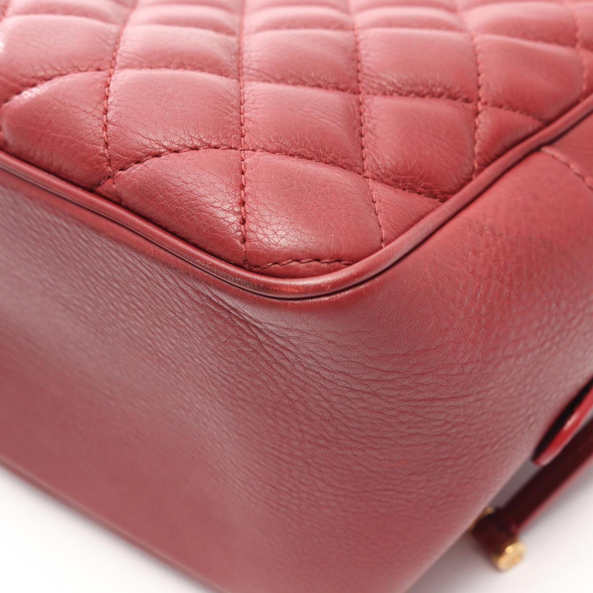 Chanel Red Color Leather Handbag Shoulder Bag (Pre-Owned)