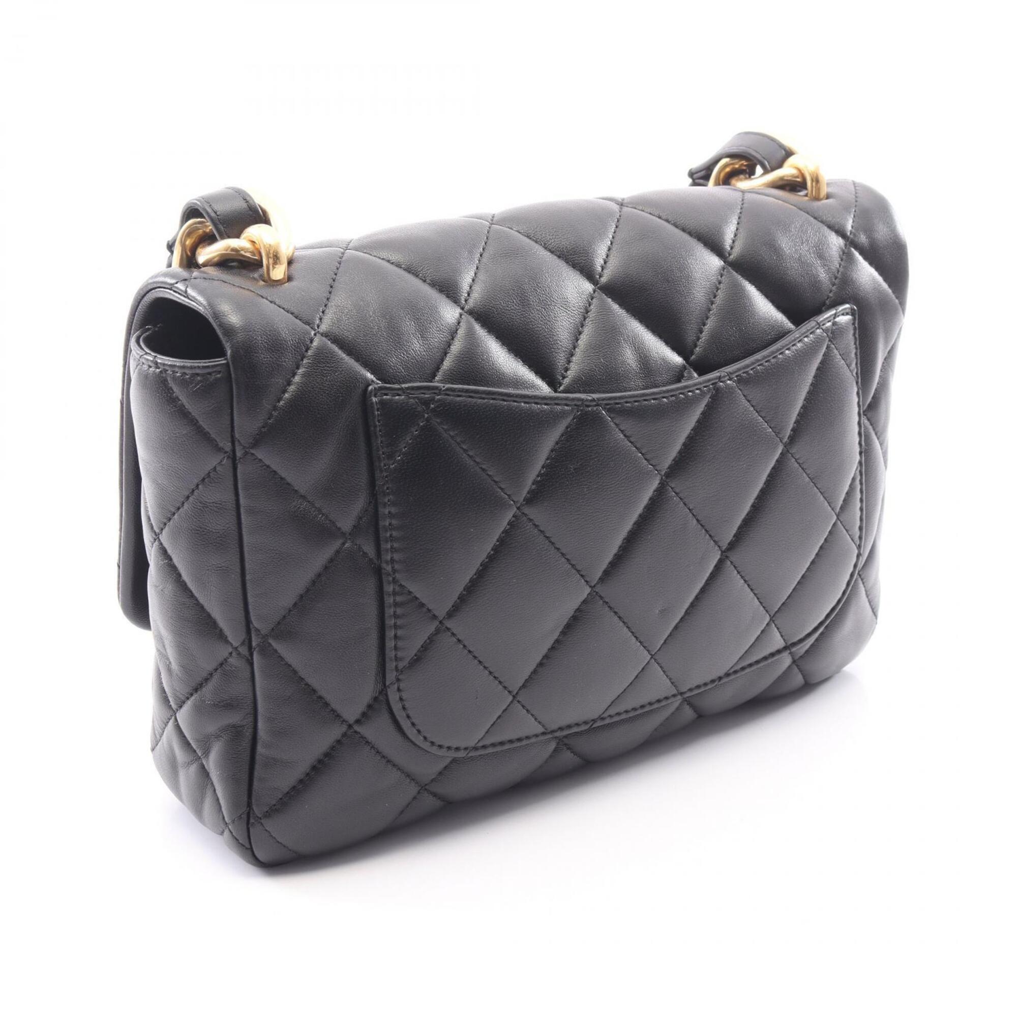 Chanel Black Leather Handbag Shoulder Bag (Pre-Owned)