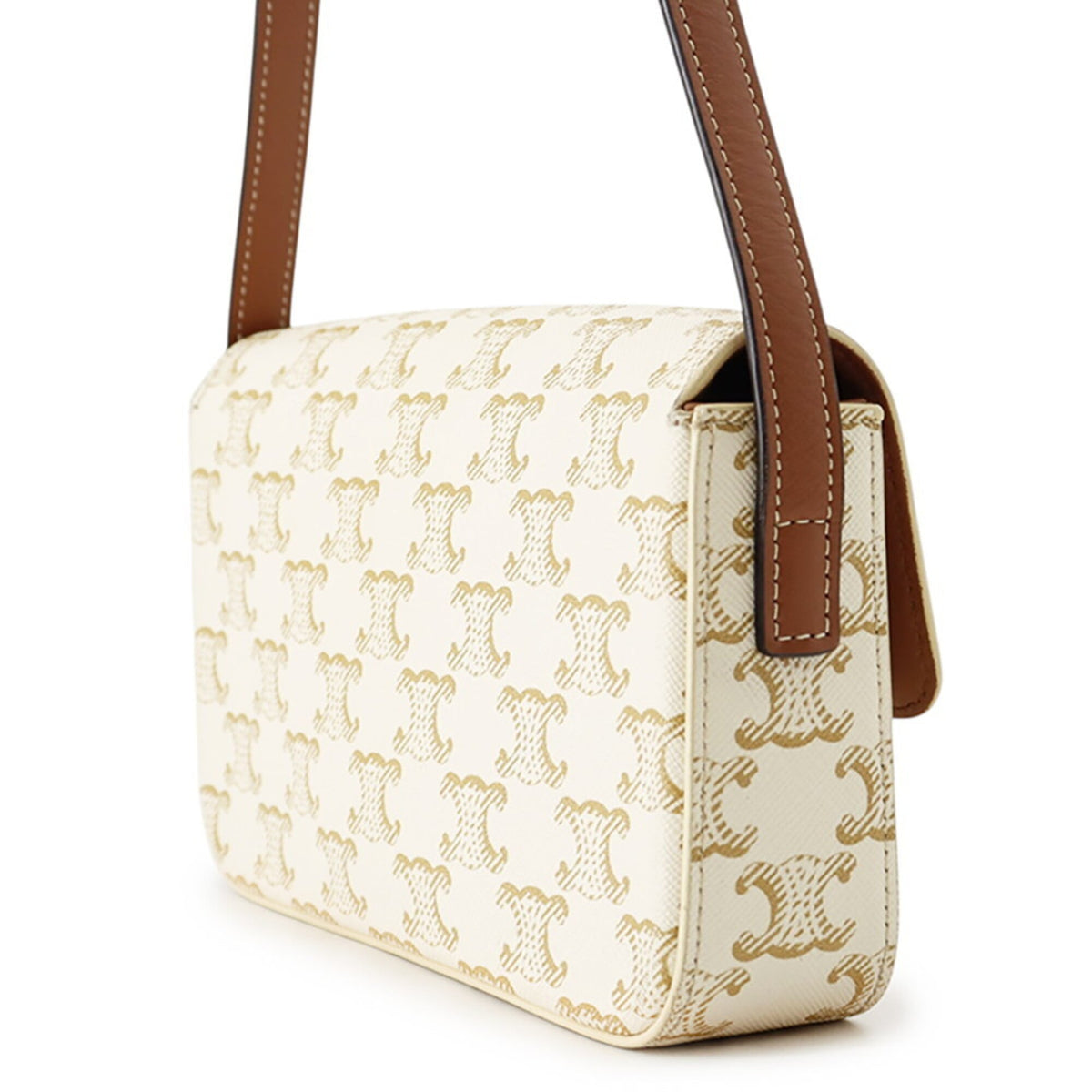 Celine Brown White Pvc Leather Shoulder Bag (Pre-Owned)