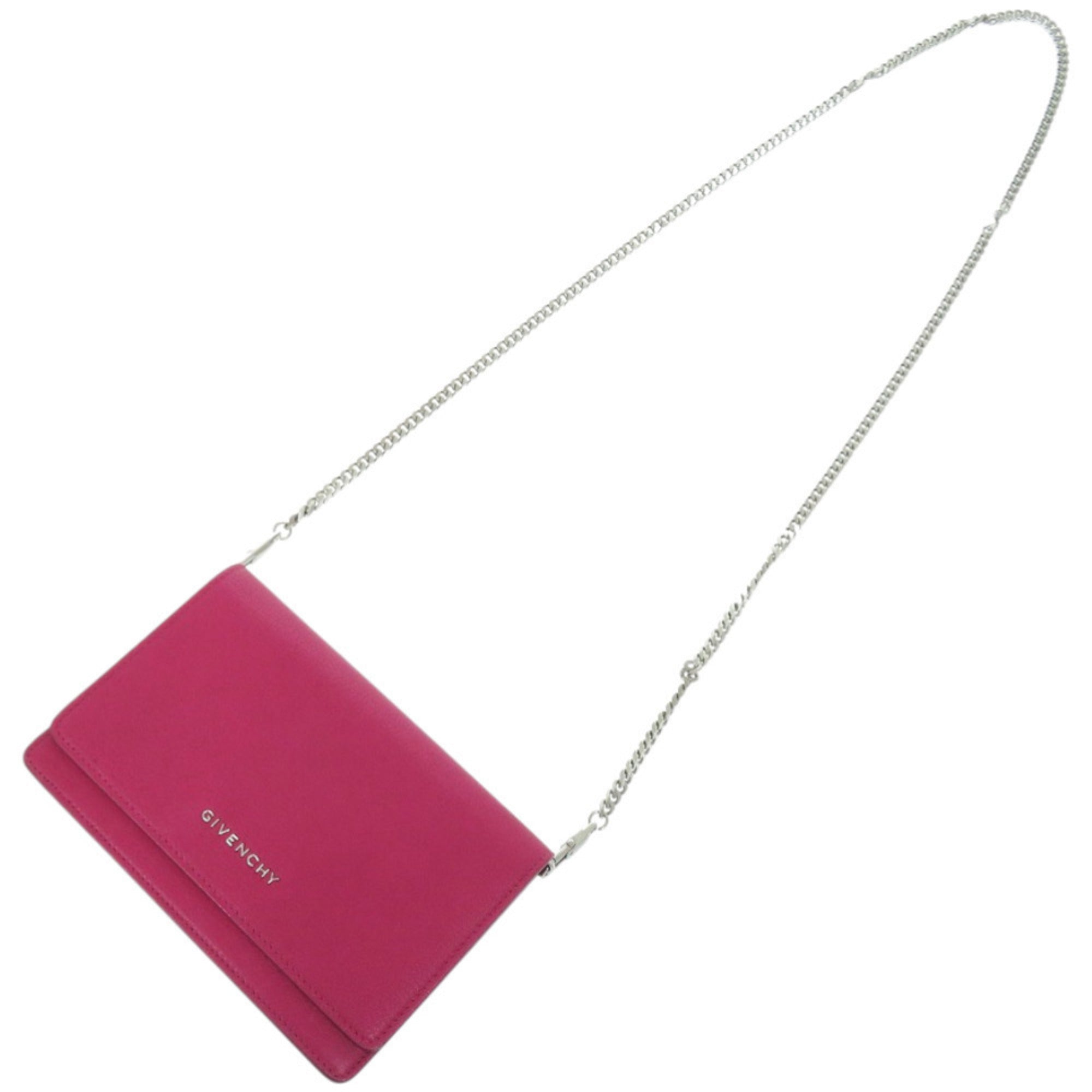 Balenciaga Pink Pink Red Leather Chain/Shoulder Wallet (Pre-Owned)