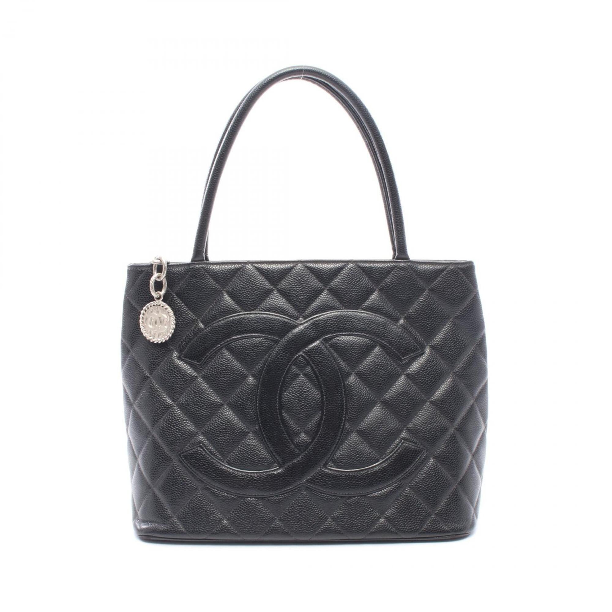 Chanel Black Grained Calfskin Handbag Tote Bag (Pre-Owned)
