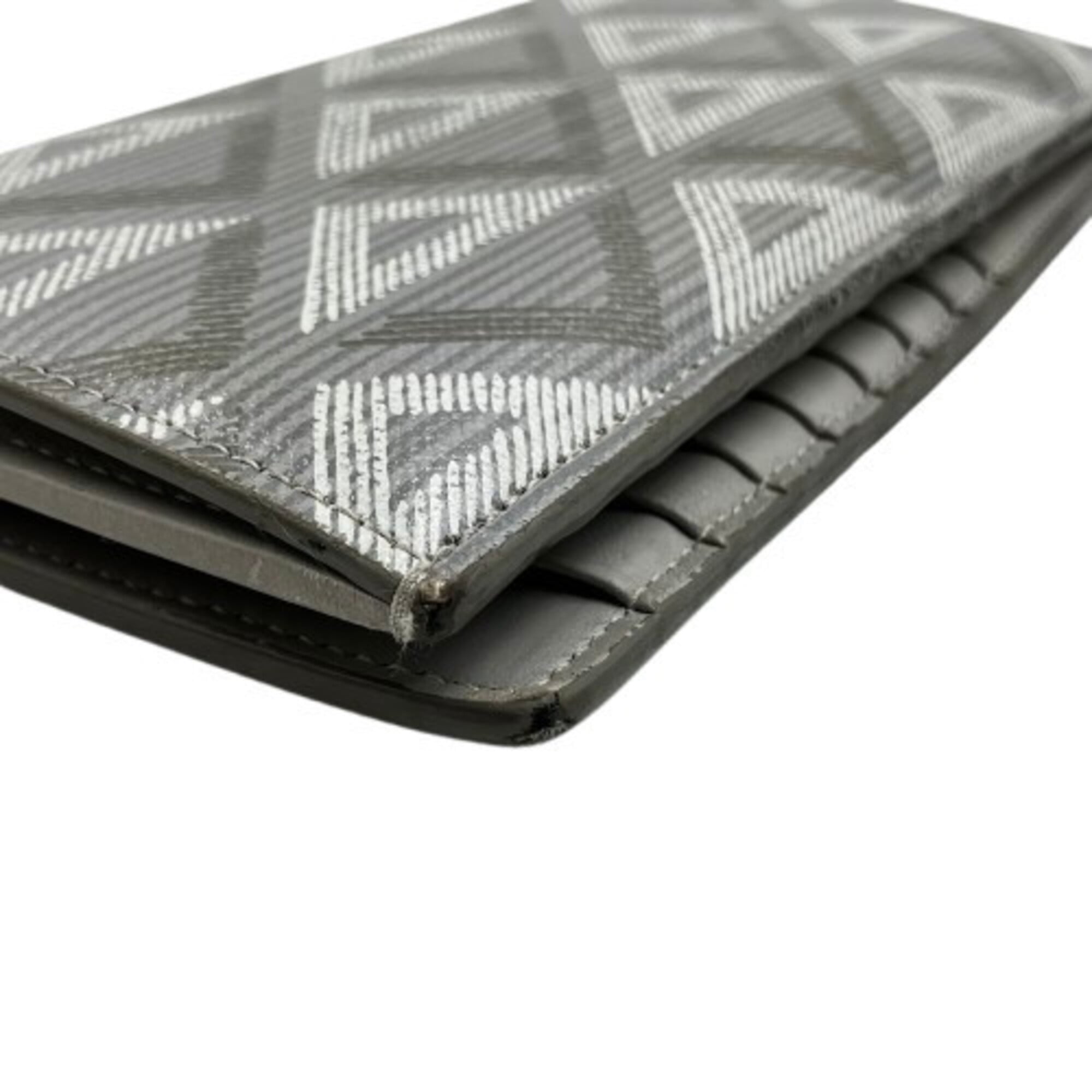 Christian Dior Gray Leather Long Wallet (Bi-Fold) (Pre-Owned)