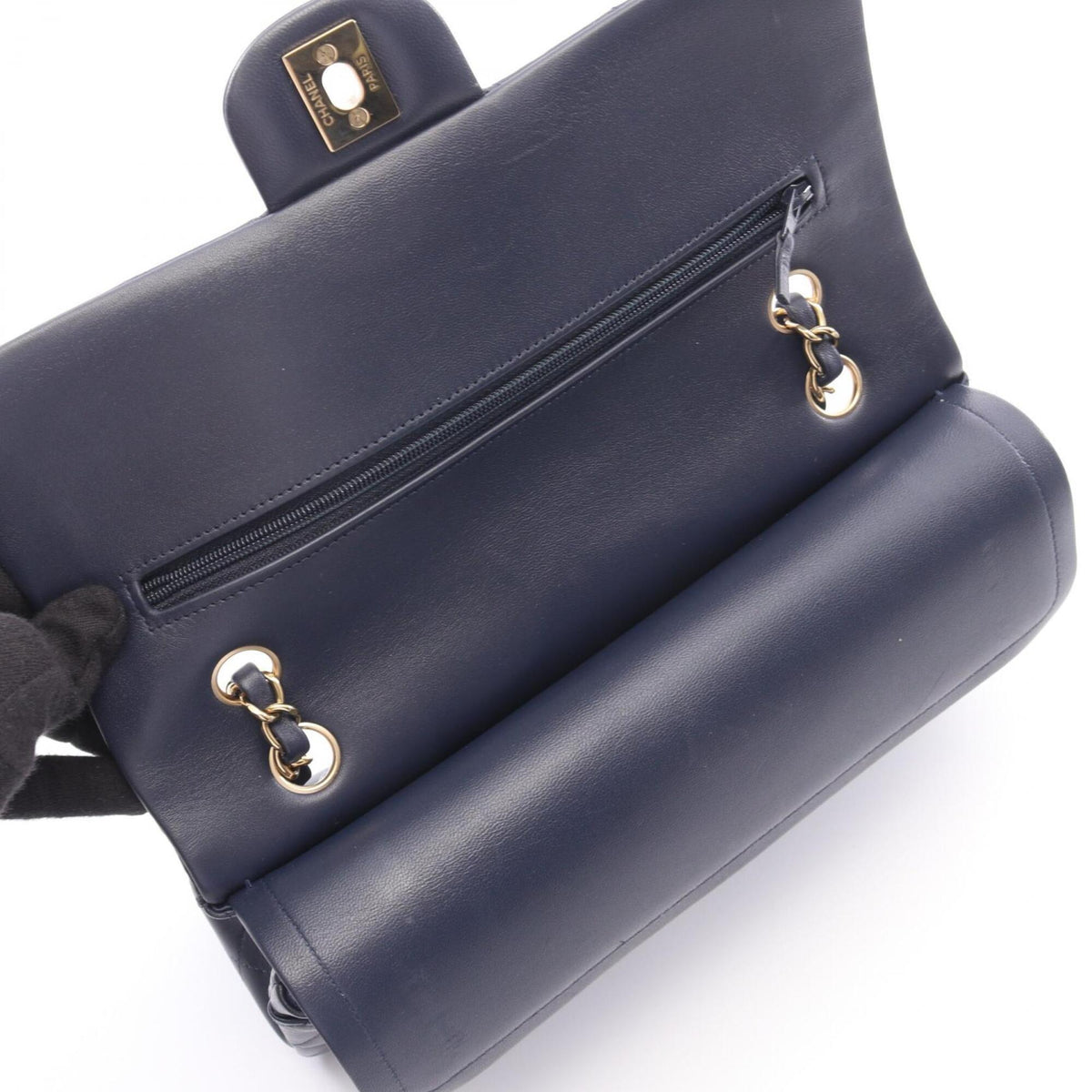 Chanel Navy Leather Handbag Shoulder Bag (Pre-Owned)