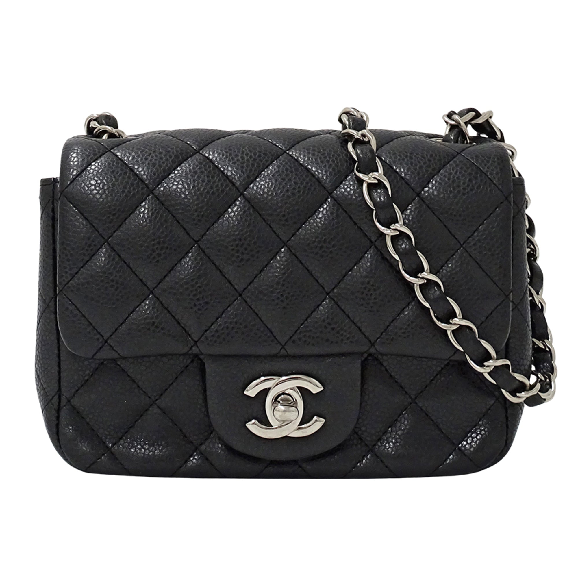 Chanel Black Grained Calfskin Handbag Shoulder Bag (Pre-Owned)