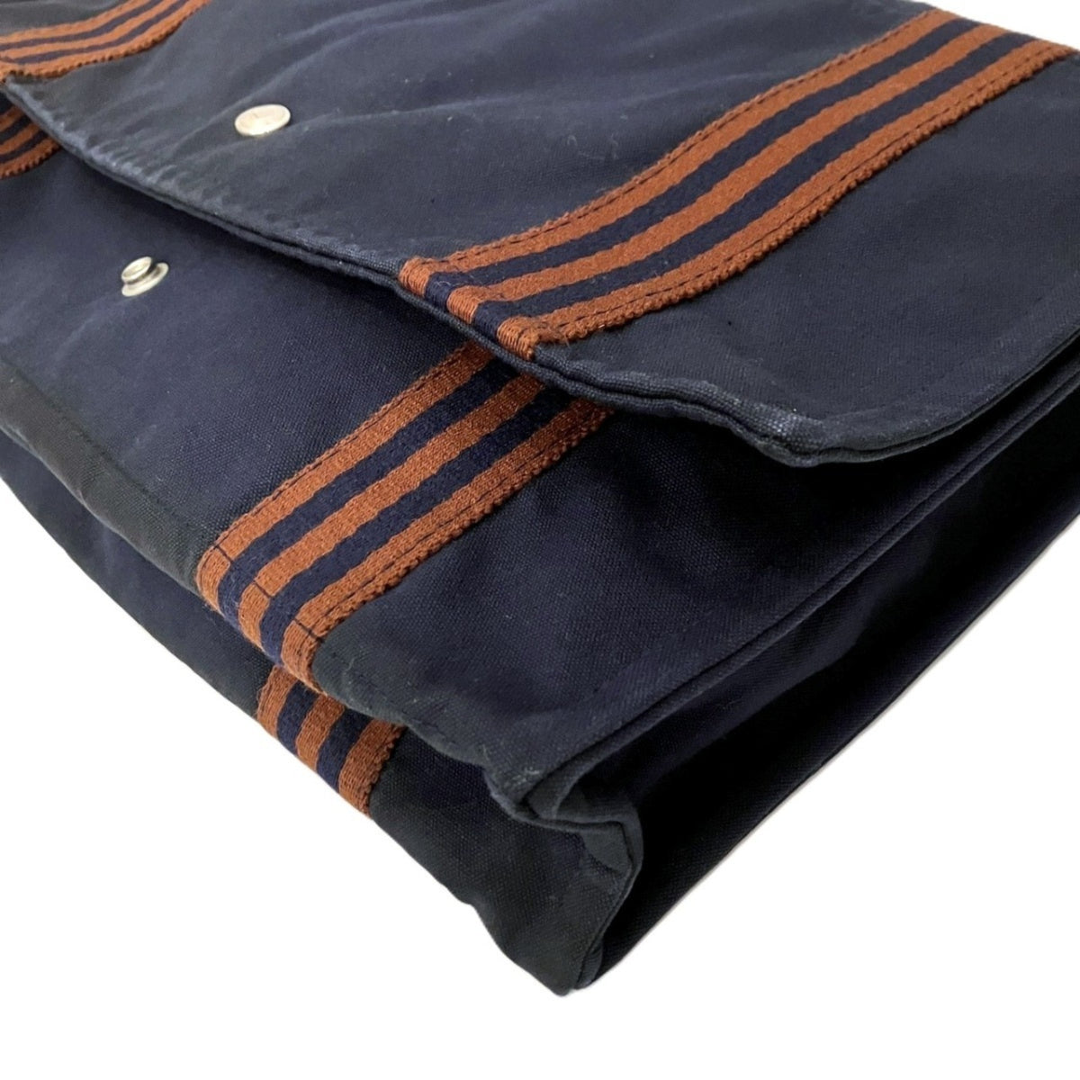 Hermes Fourre Tout Navy Canvas Tote Bag (Pre-Owned)