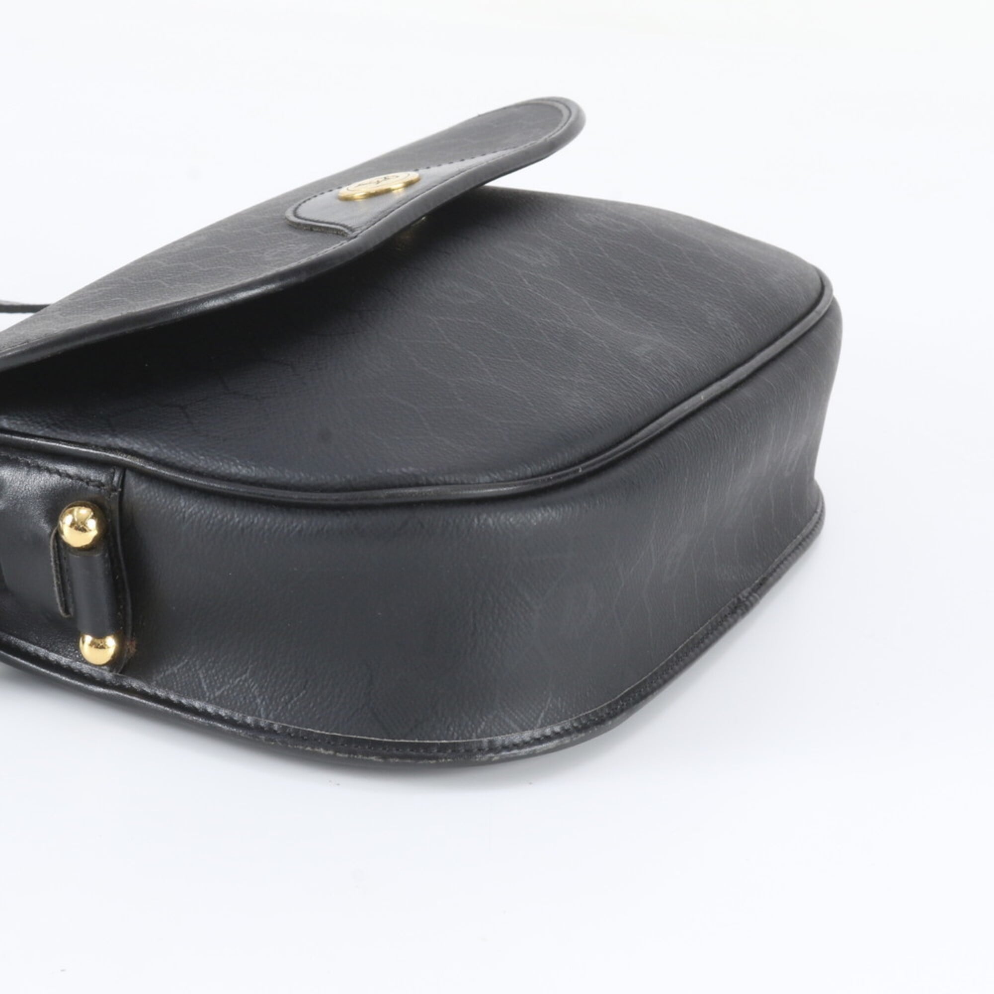 Christian Dior Black Leather Coated Canvas Handbag Shoulder Bag Tote Bag (Pre-Owned)