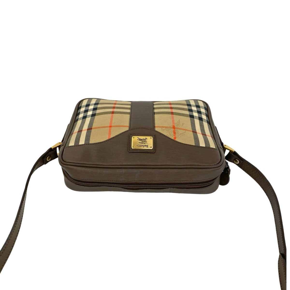 Burberry Beige Brown Canvas Leather Shoulder Bag (Pre-Owned)
