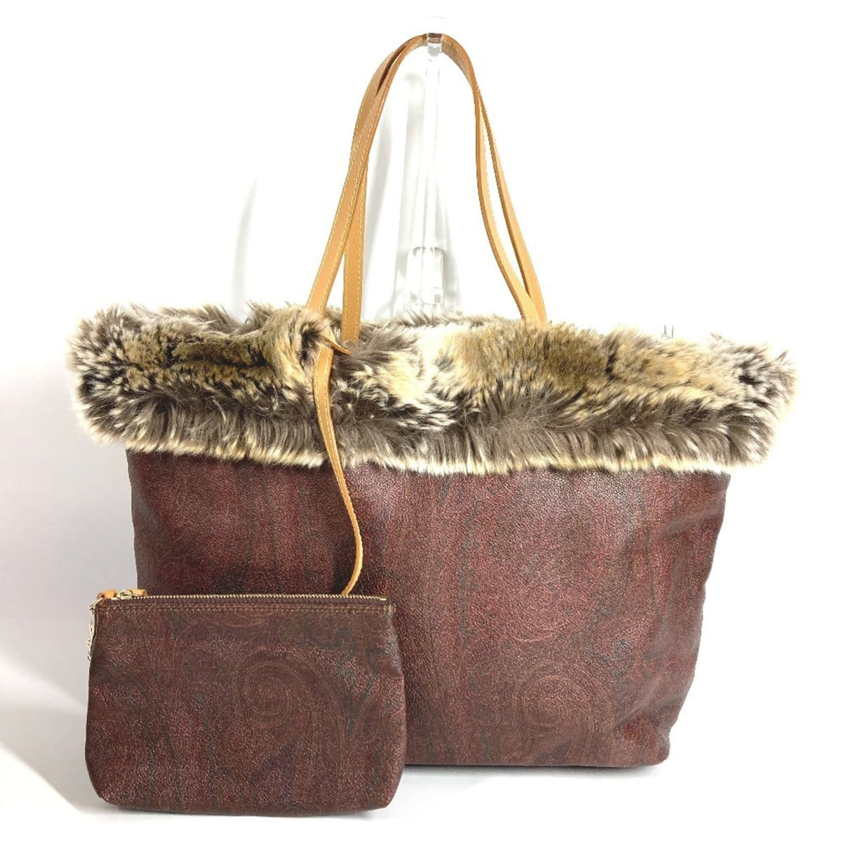 Etro Brown Pvc Leather Handbag Pouch Shoulder Bag Tote Bag (Pre-Owned)