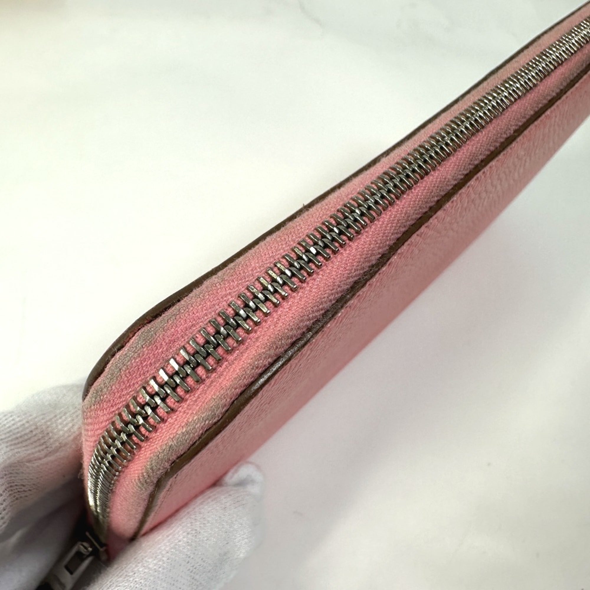 Hermes Silk'in Pink Epsom Leather Long Wallet (Bi-Fold) (Pre-Owned)