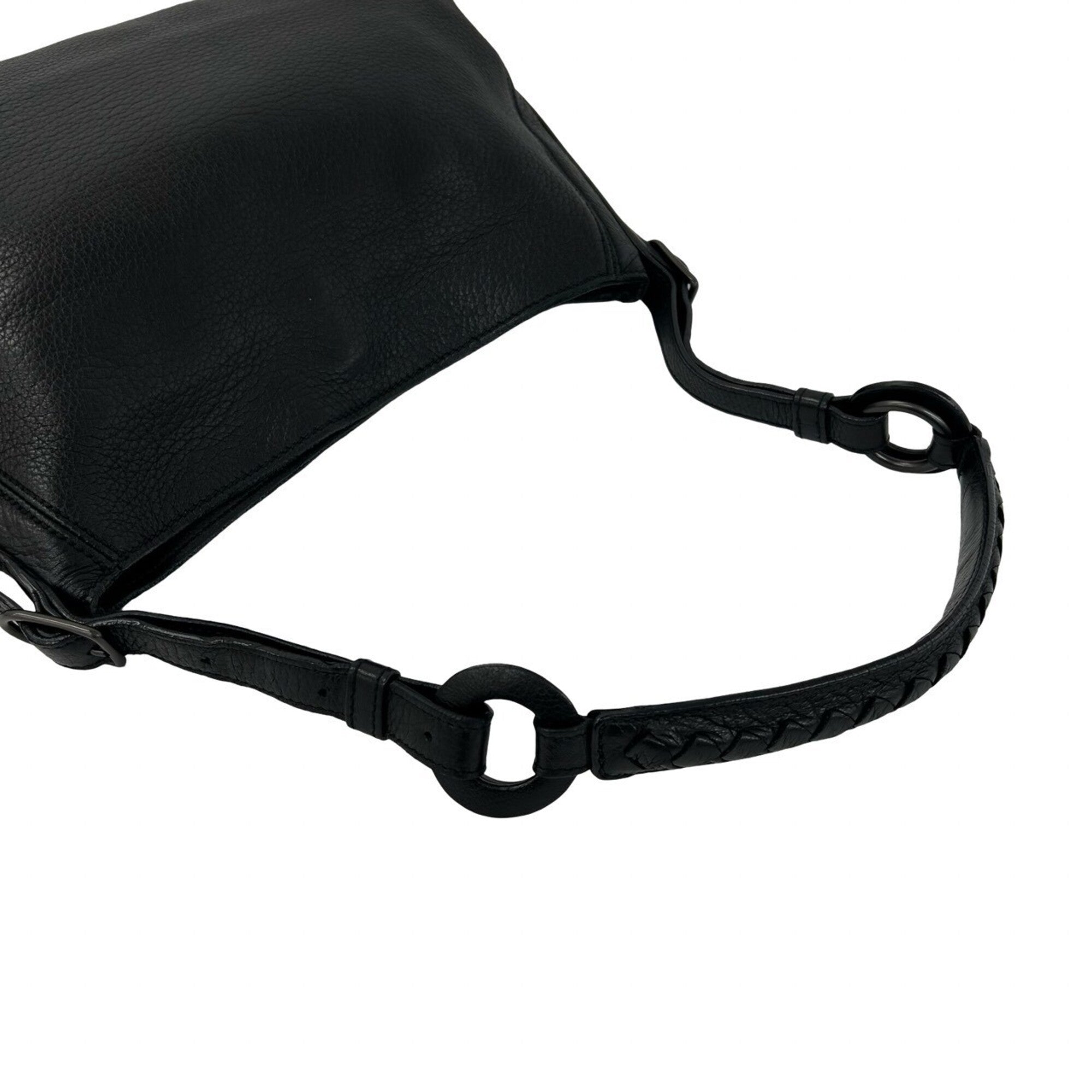 Bottega Veneta Black Leather Shoulder Bag Tote Bag (Pre-Owned)