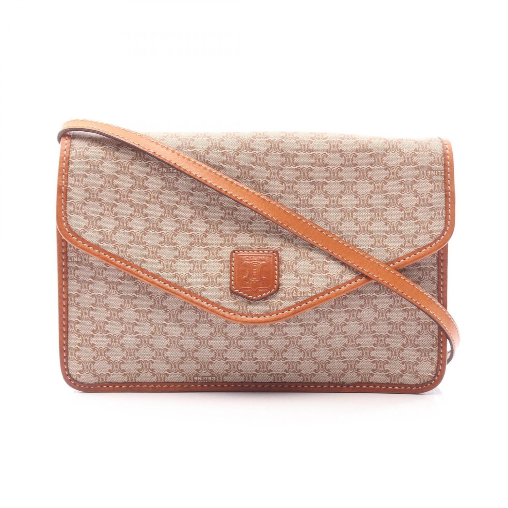 Celine Beige Brown Coated Canvas Pvc Leather Handbag Shoulder Bag (Pre-Owned)