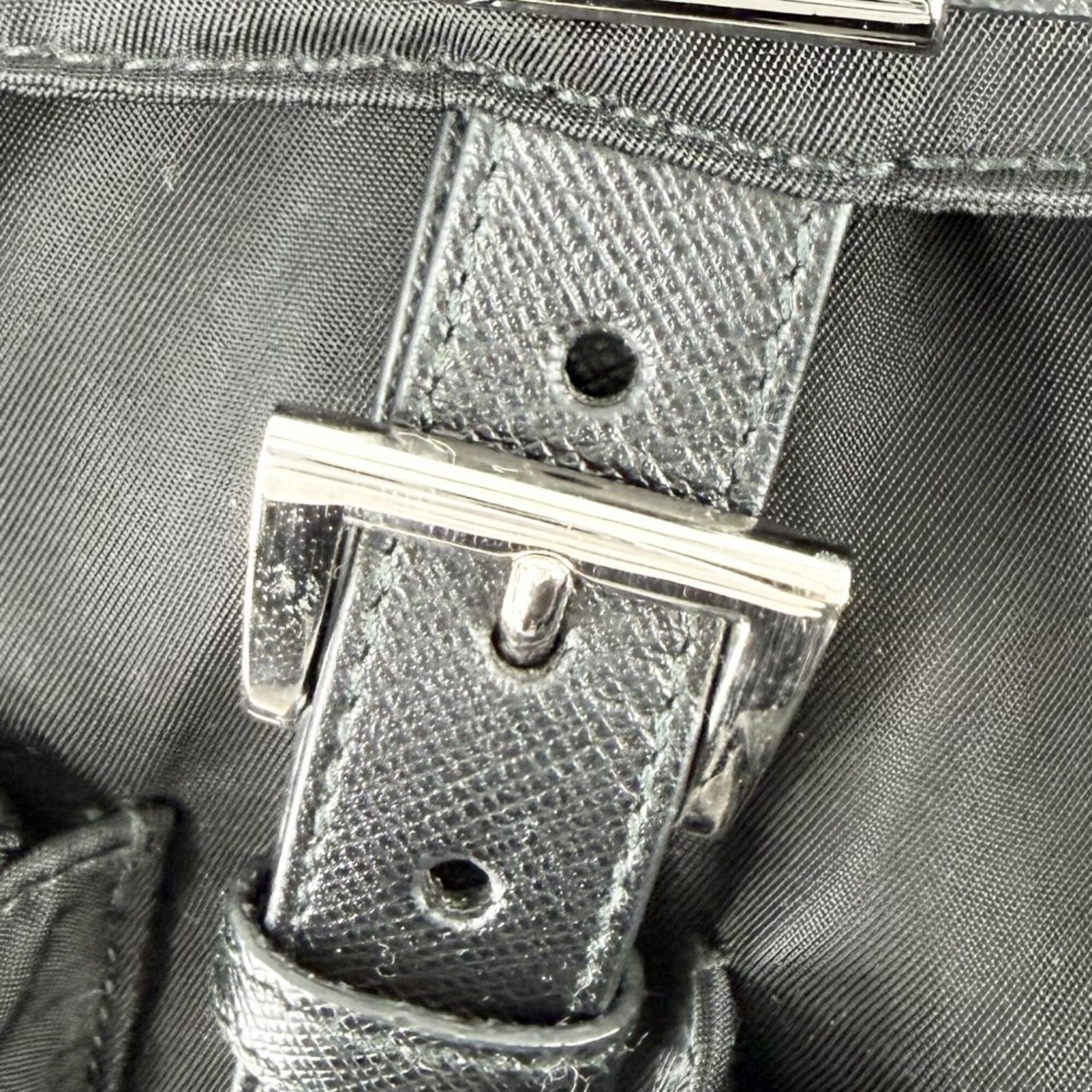 Prada Black White Nylon Leather (Pre-Owned)