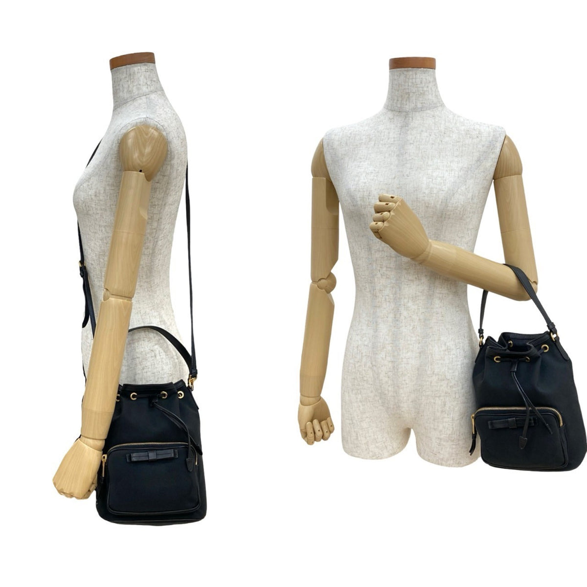 Prada Black Canvas Leather Handbag Shoulder Bag (Pre-Owned)