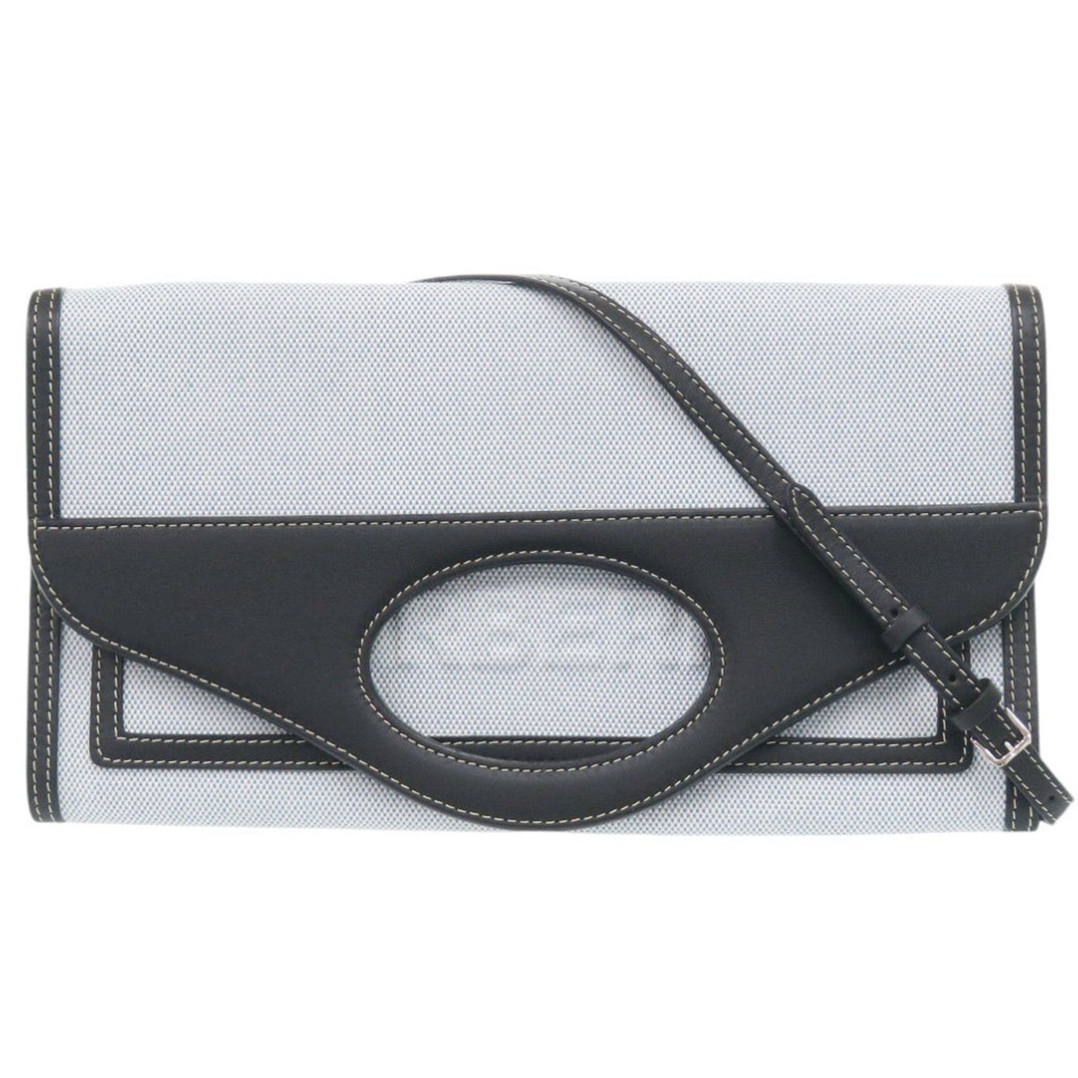 Burberry Black Blue Canvas Leather Shoulder Bag (Pre-Owned)