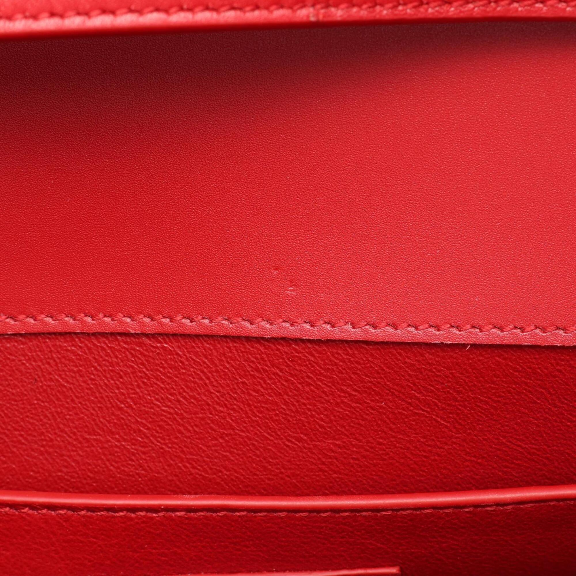 Yves Saint Laurent Red Color Leather Handbag Shoulder Bag (Pre-Owned)