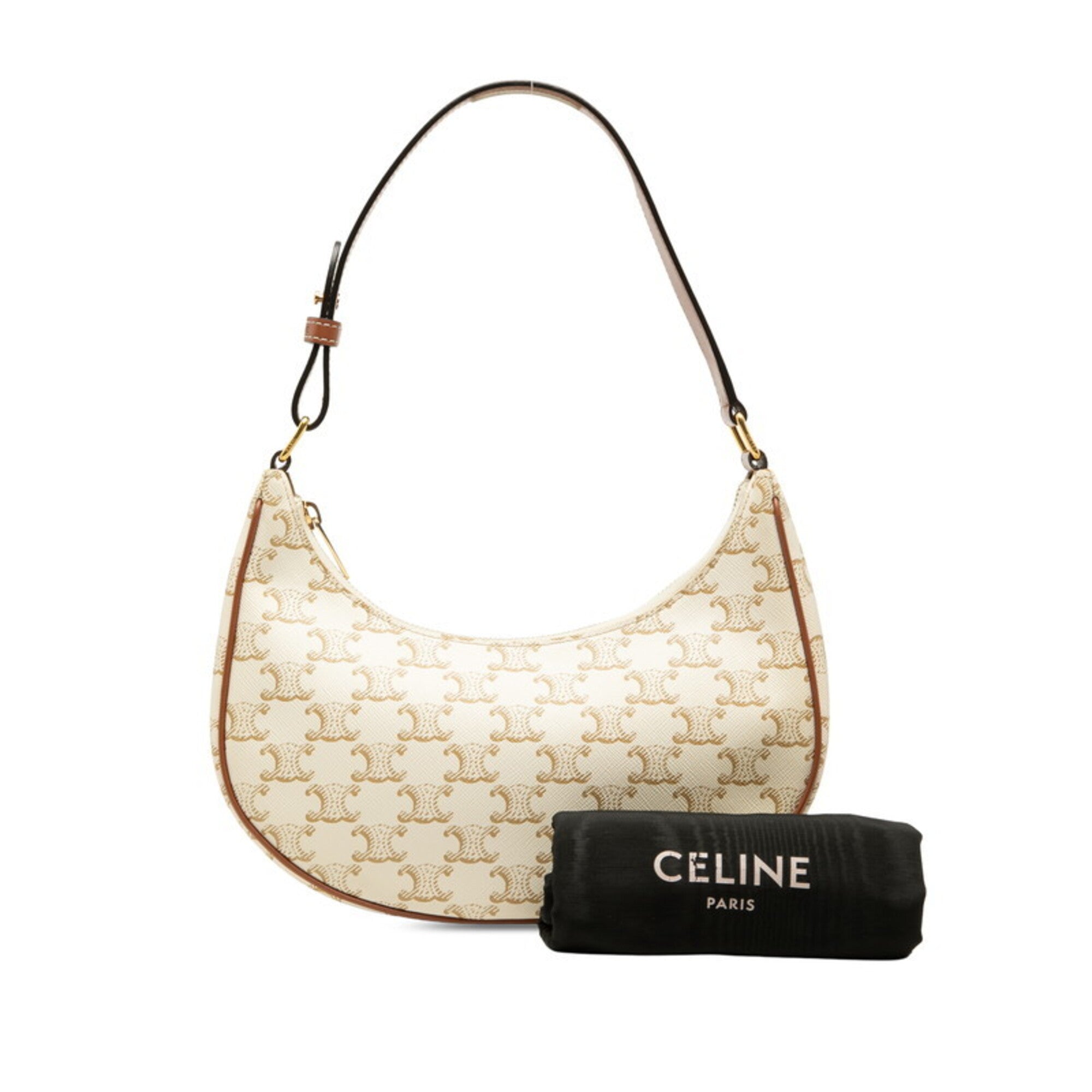 Celine Brown White Pvc Leather Handbag Shoulder Bag (Pre-Owned)