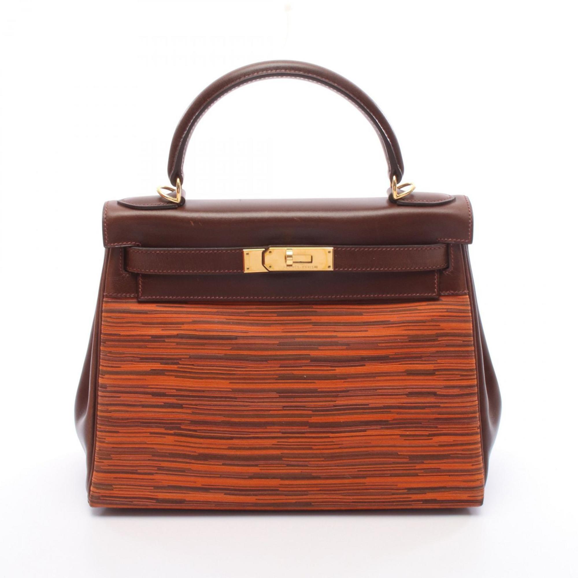 Hermes Brown Multi-Color Orange Vibrato Leather Leather Handbag (Pre-Owned)