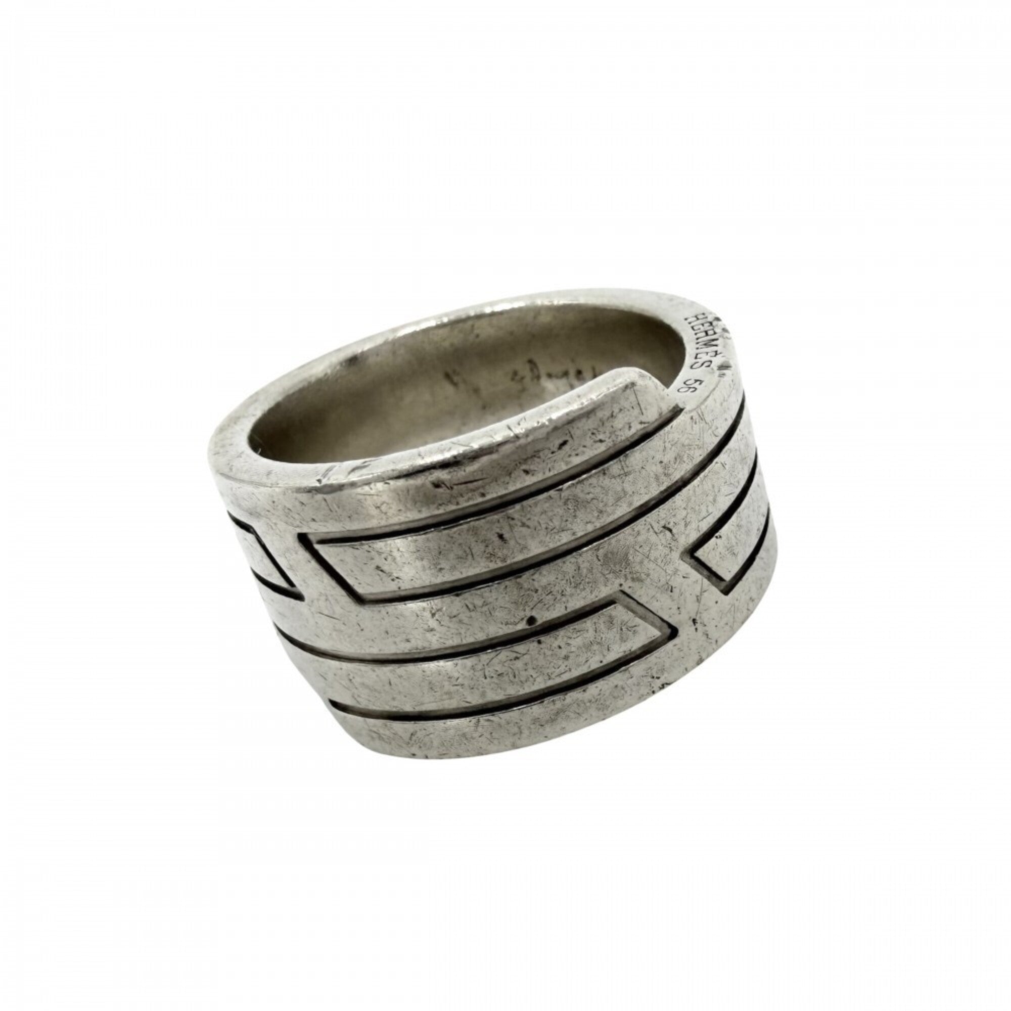 Hermes Silver 925 Band Ring (Pre-Owned)