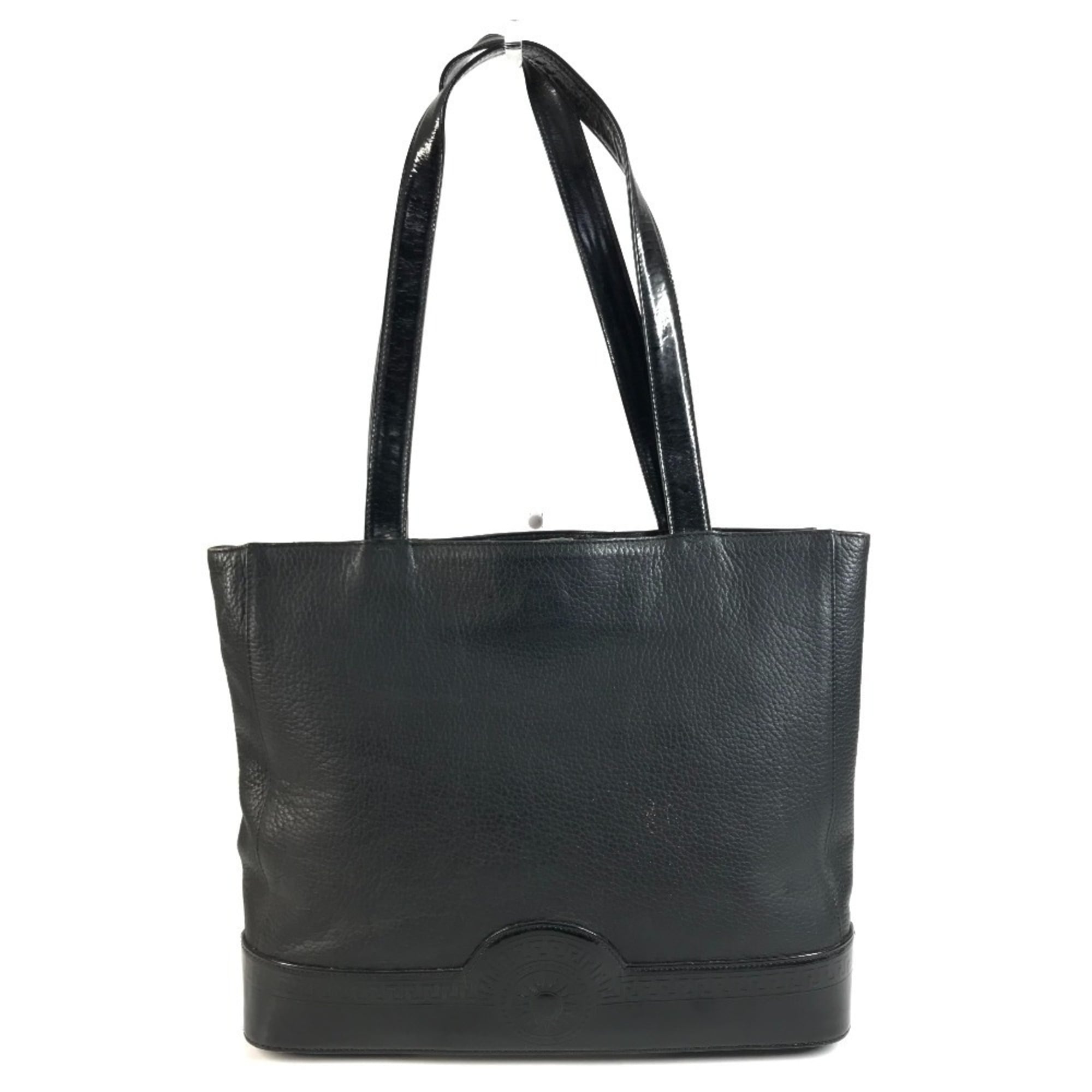 Versace Black Leather Shoulder Bag Tote Bag (Pre-Owned)