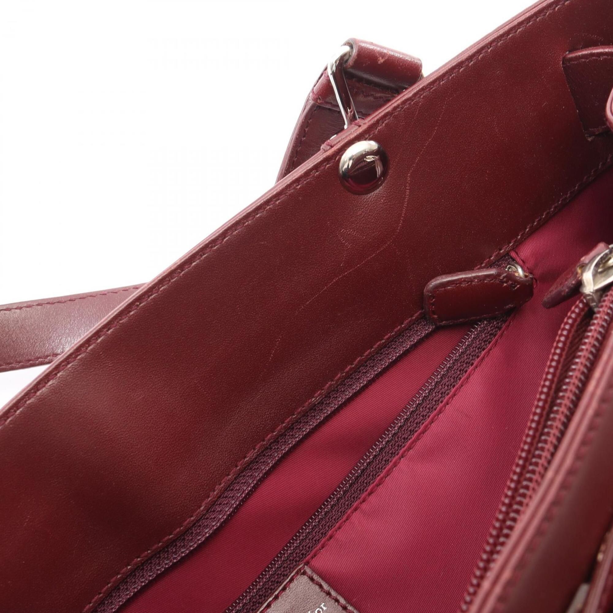Christian Dior Bordeaux Canvas Leather Handbag (Pre-Owned)