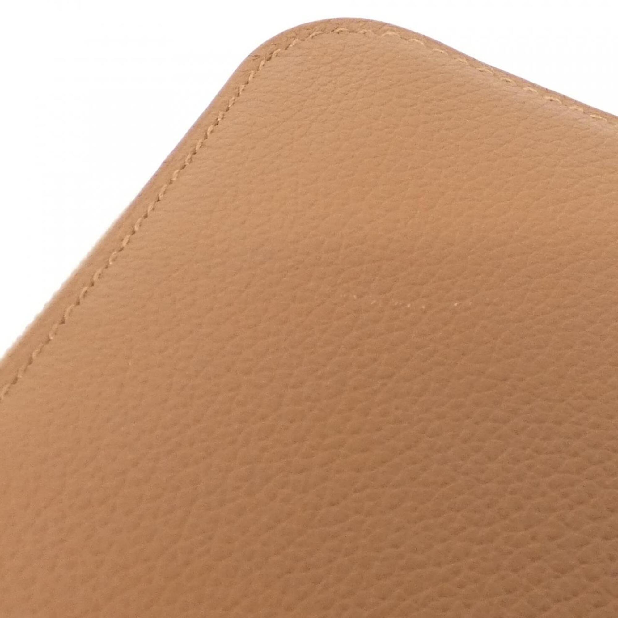 Hermes Gold Etoupe Gray Leather Silk Wallet (Bi-Fold) (Pre-Owned)