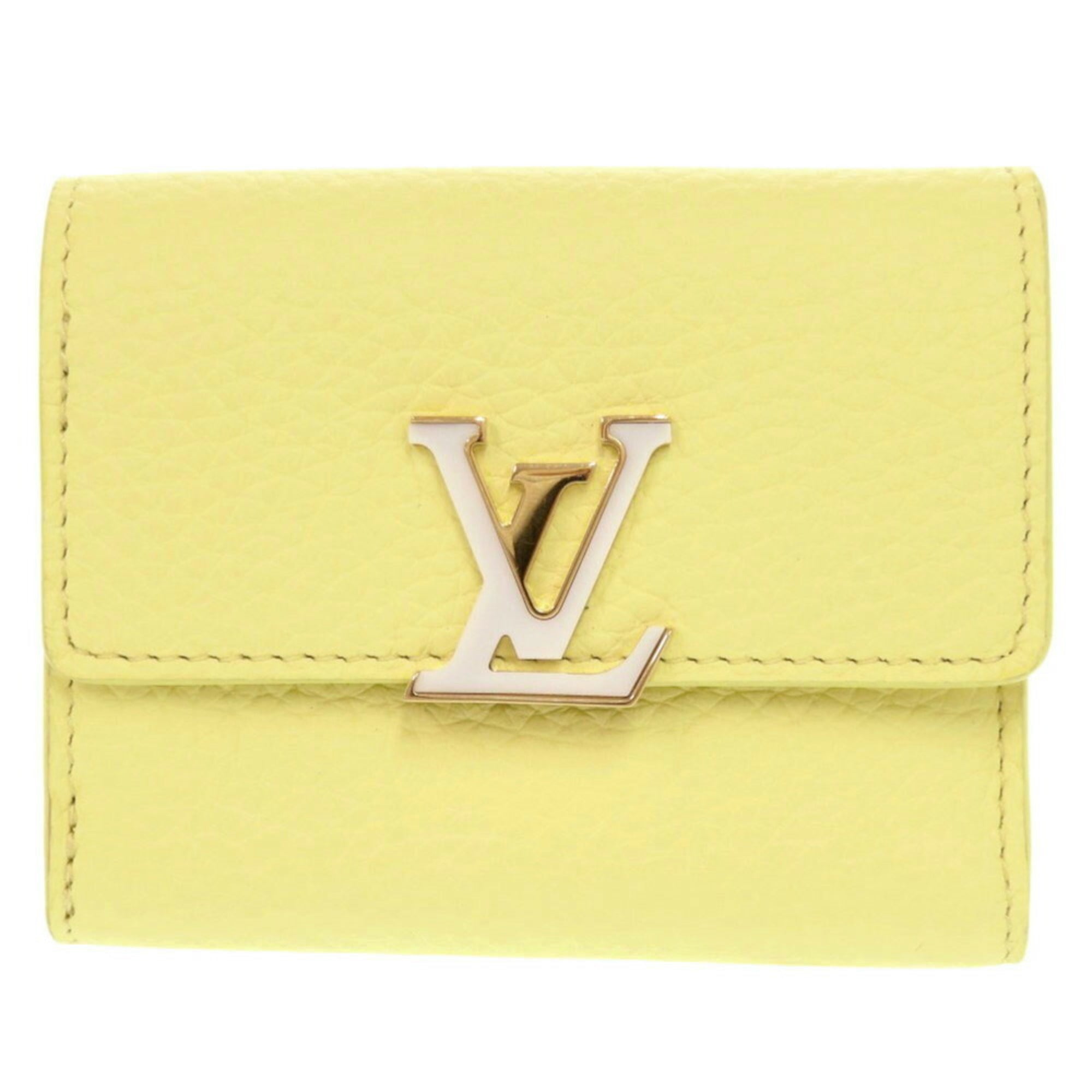 Louis Vuitton Yellow Leather Wallet (Tri-Fold) (Pre-Owned)