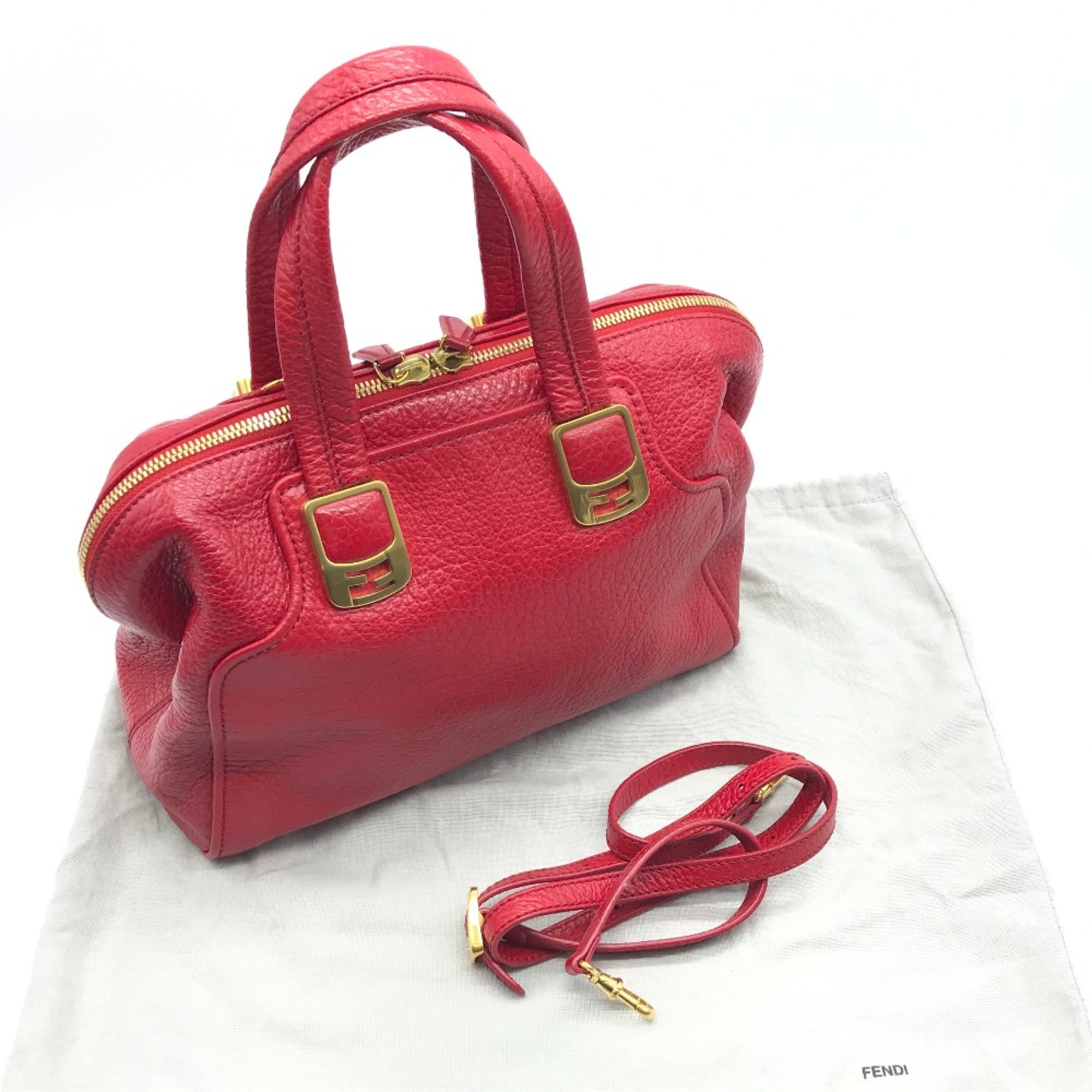 Fendi Red Leather Handbag (Pre-Owned)