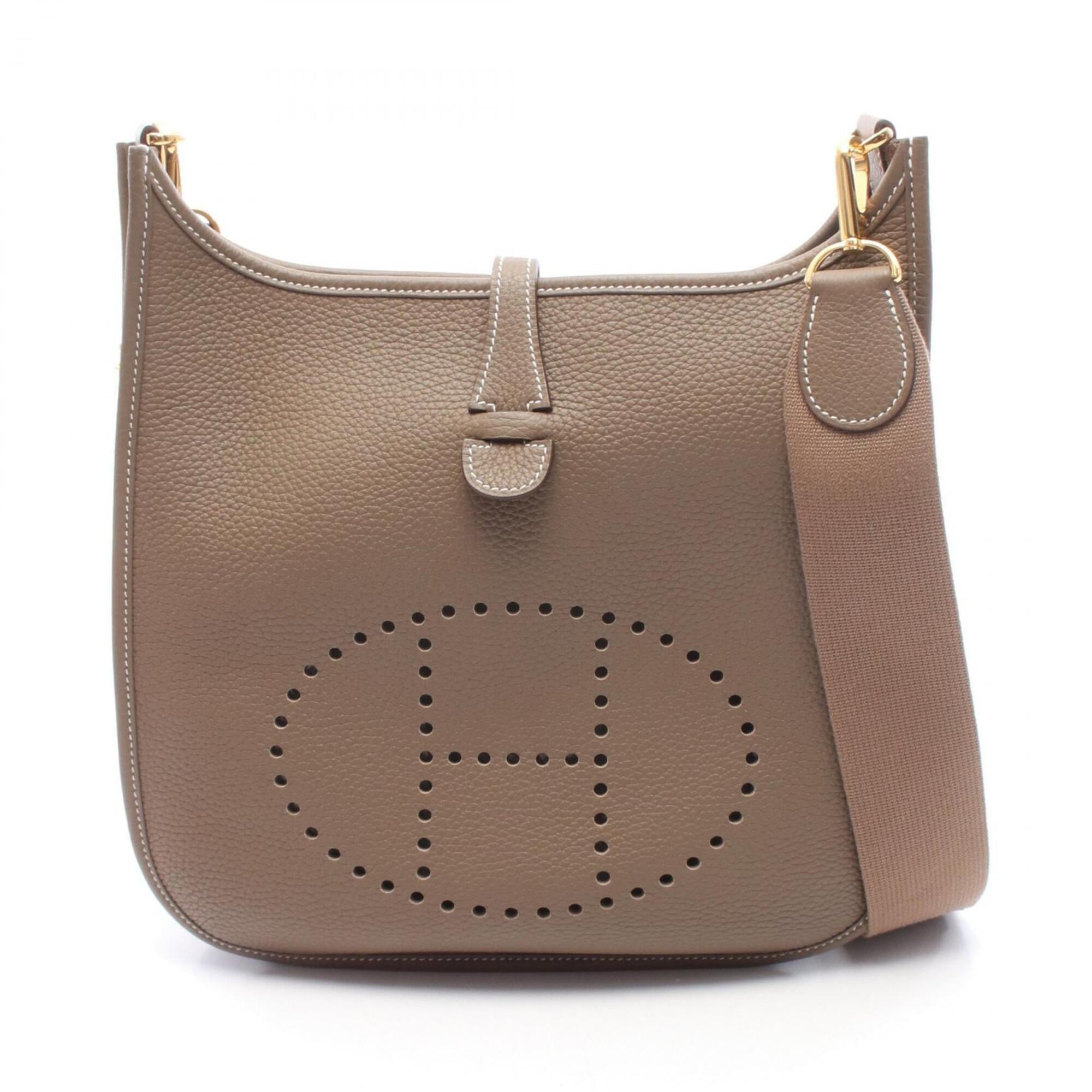 Hermes Etoupe Gray Gray Taurillon Clemence Leather Leather Handbag Shoulder Bag (Pre-Owned)