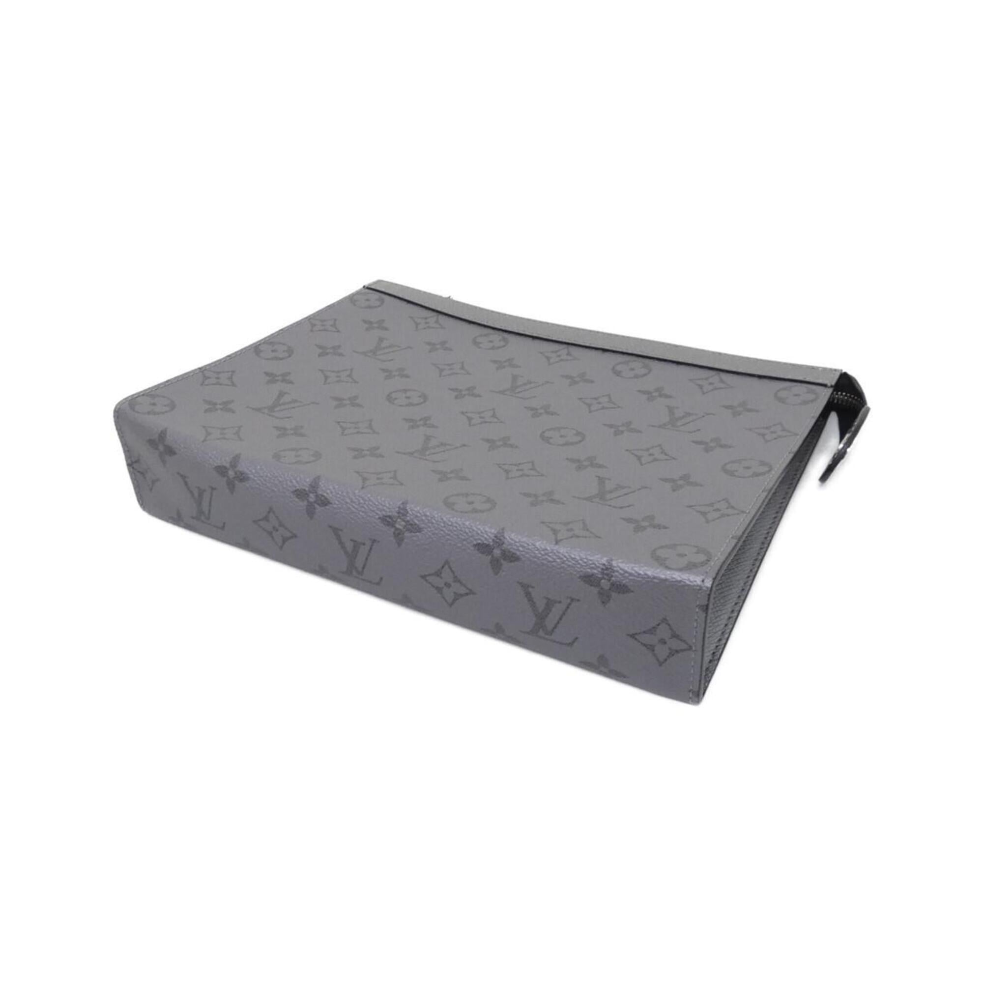 Louis Vuitton Gunmetal Silver Coated Canvas Leather Handbag Pochette Pouch (Pre-Owned)
