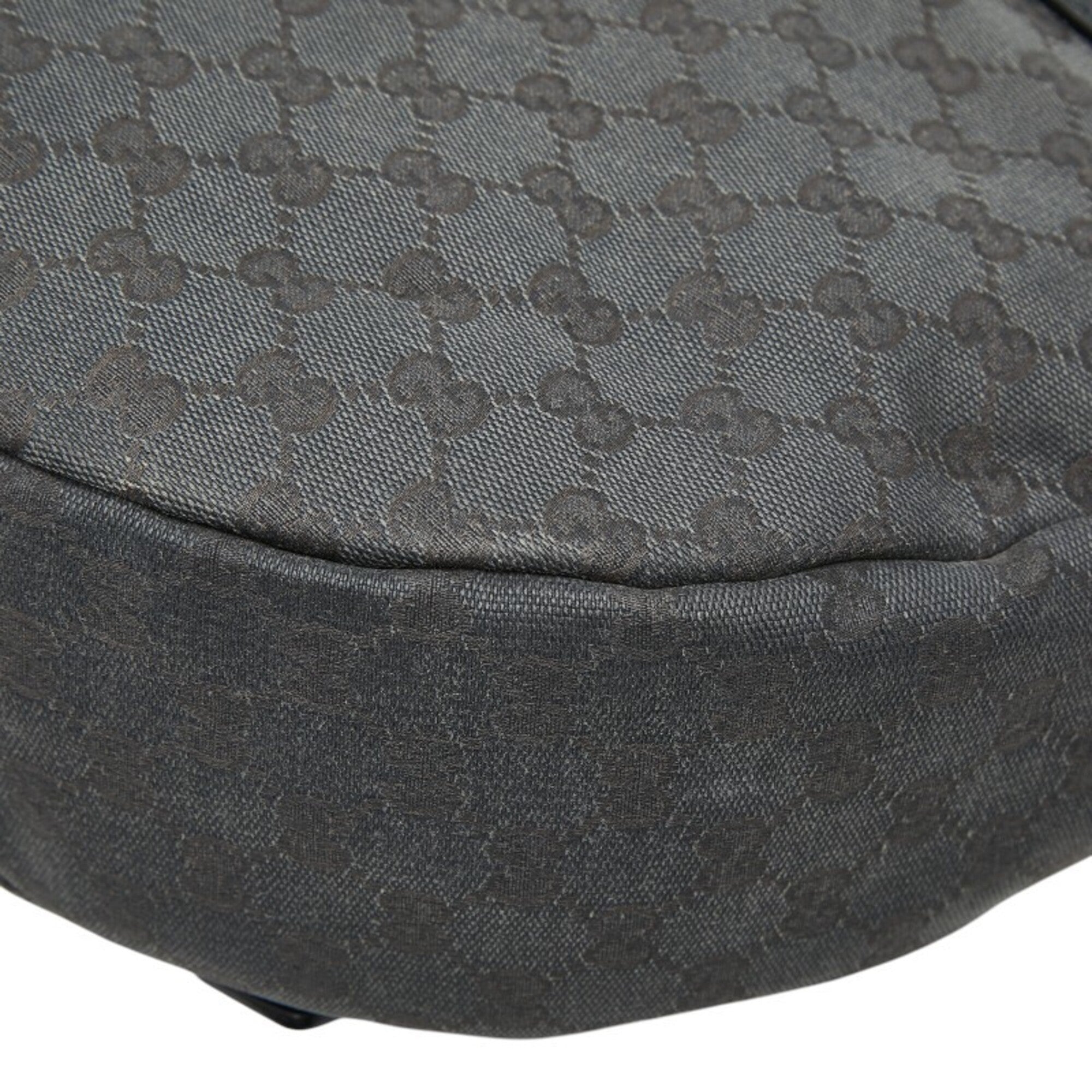 Gucci Black Canvas Leather Messenger Bag Shoulder Bag (Pre-Owned)
