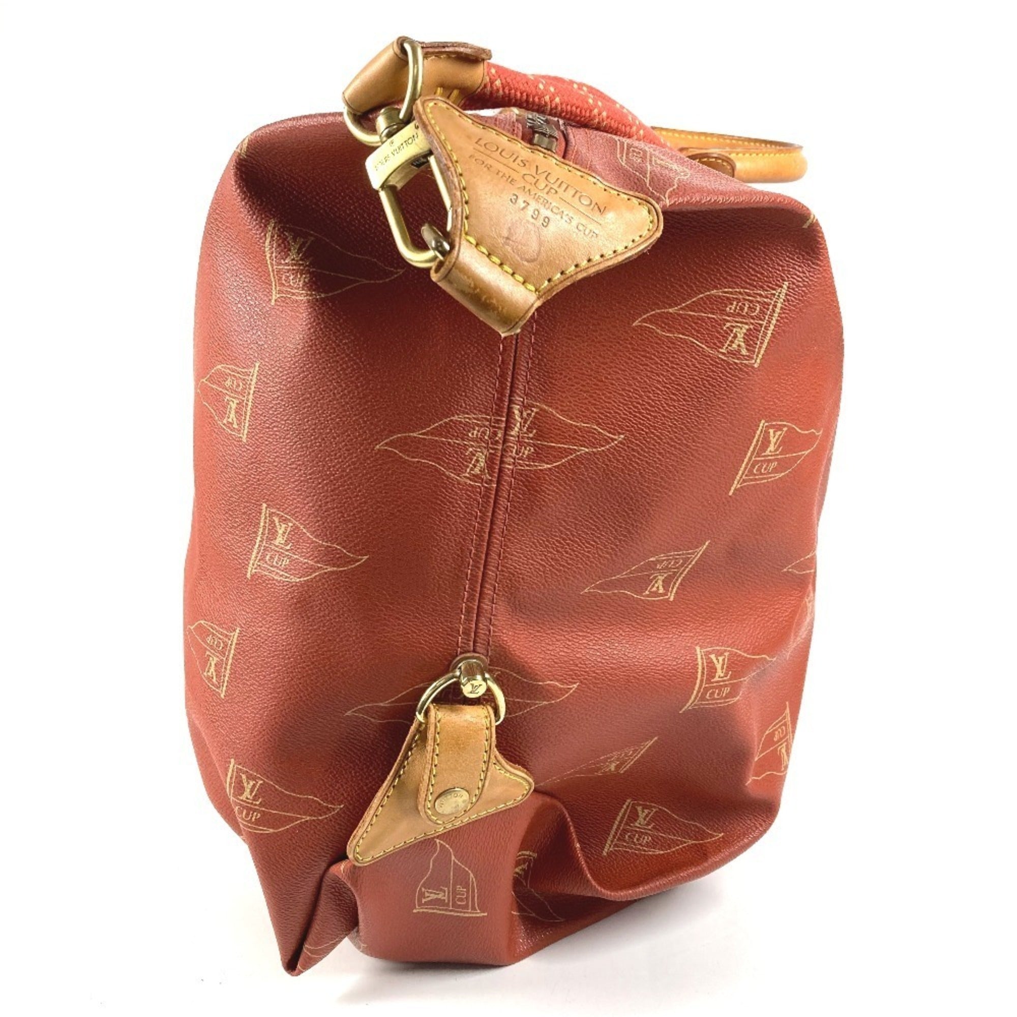 Louis Vuitton Galle Red Color Leather Canvas Boston Bag Handbag Shoulder Bag (Pre-Owned)