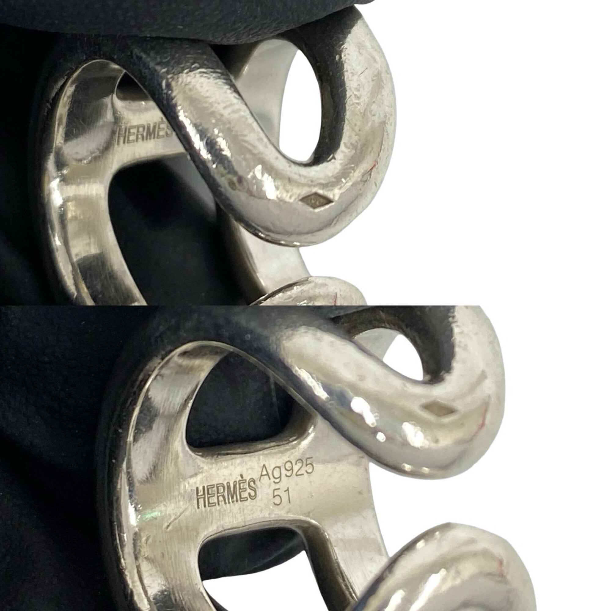 Hermes Silver Silver 925 Band Ring (Pre-Owned)