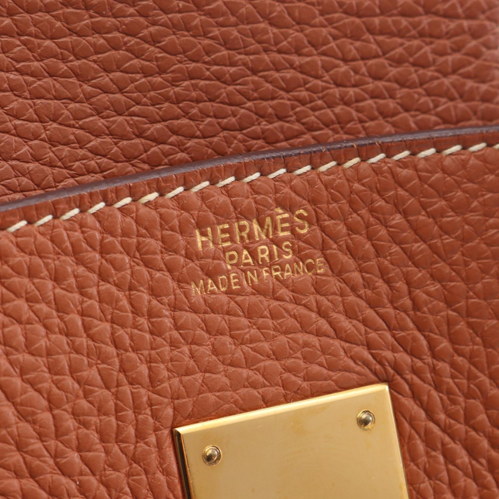 Hermes Brown Gold Taurillon Clemence Leather Leather Handbag (Pre-Owned)