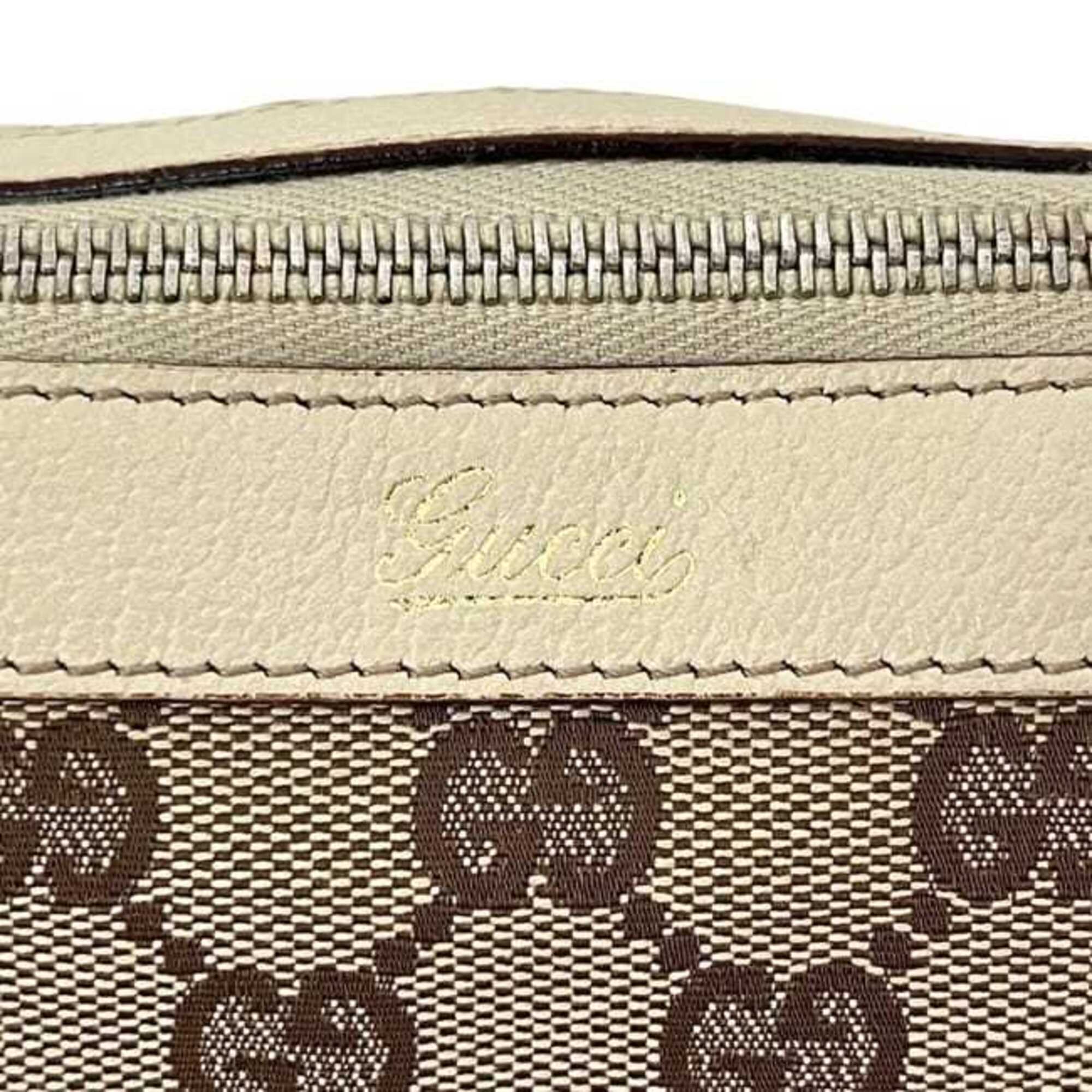 Gucci Beige Canvas Leather Tote Bag (Pre-Owned)