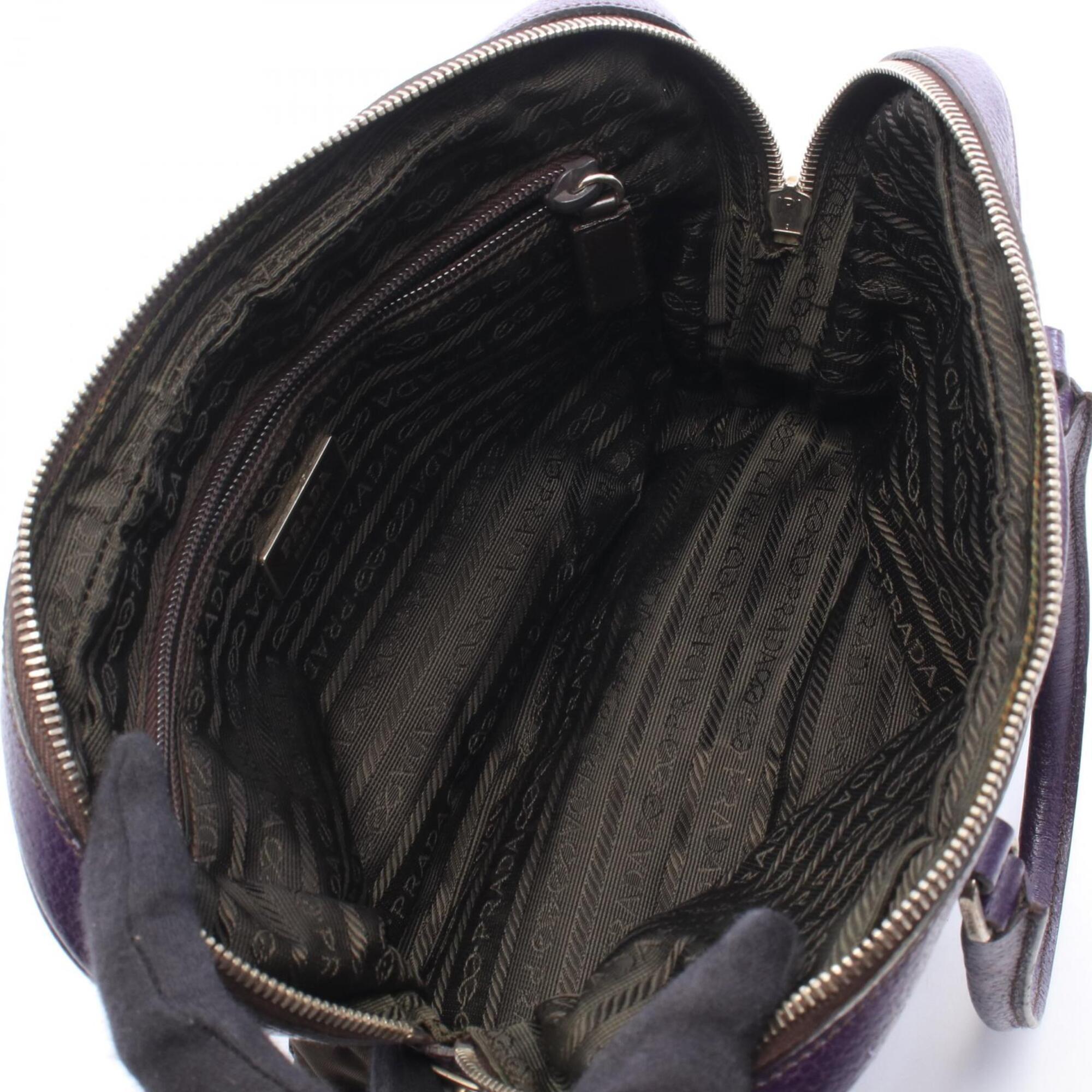Prada Khaki Purple Nylon Leather Handbag (Pre-Owned)
