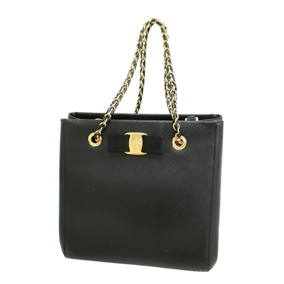 Salvatore Ferragamo Black Leather Tote Bag (Pre-Owned)