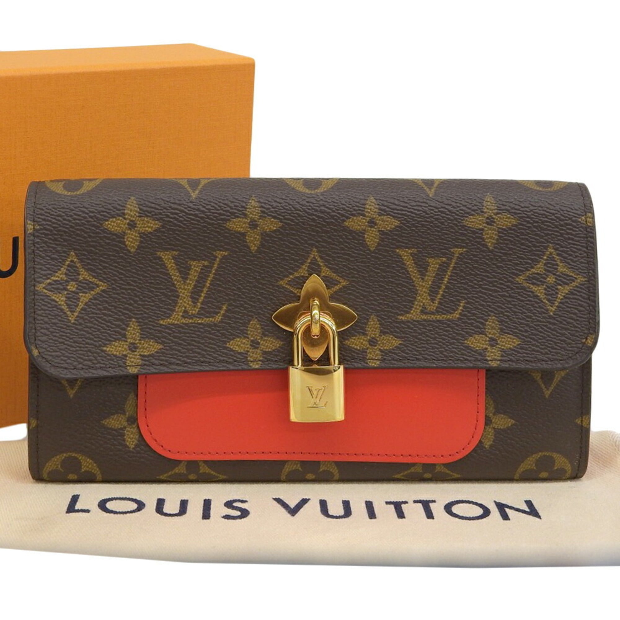 Louis Vuitton Brown Coquelicots Red Color Pvc Leather Long Wallet (Tri-Fold) (Pre-Owned)