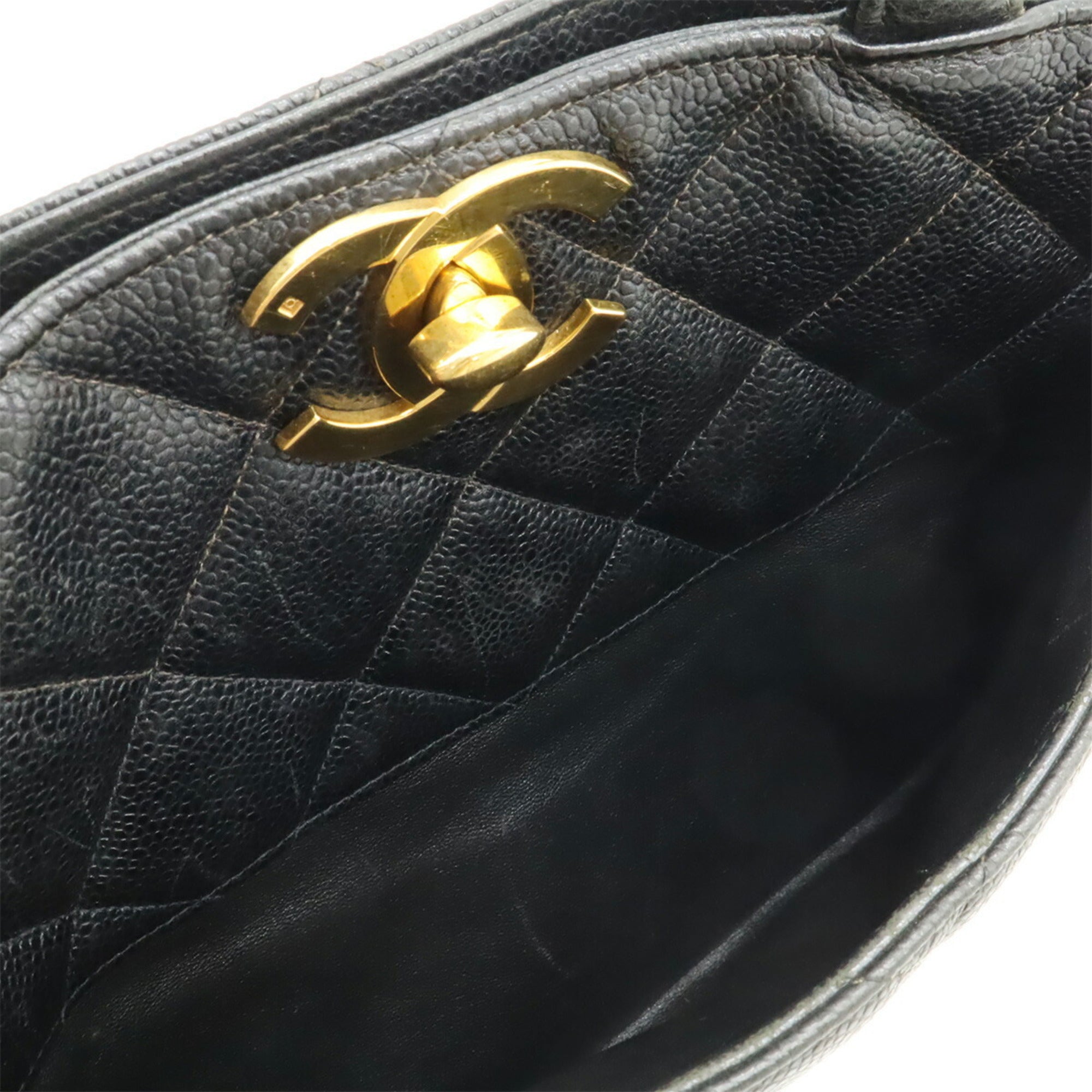 Chanel Black Grained Calfskin Handbag Tote Bag (Pre-Owned)