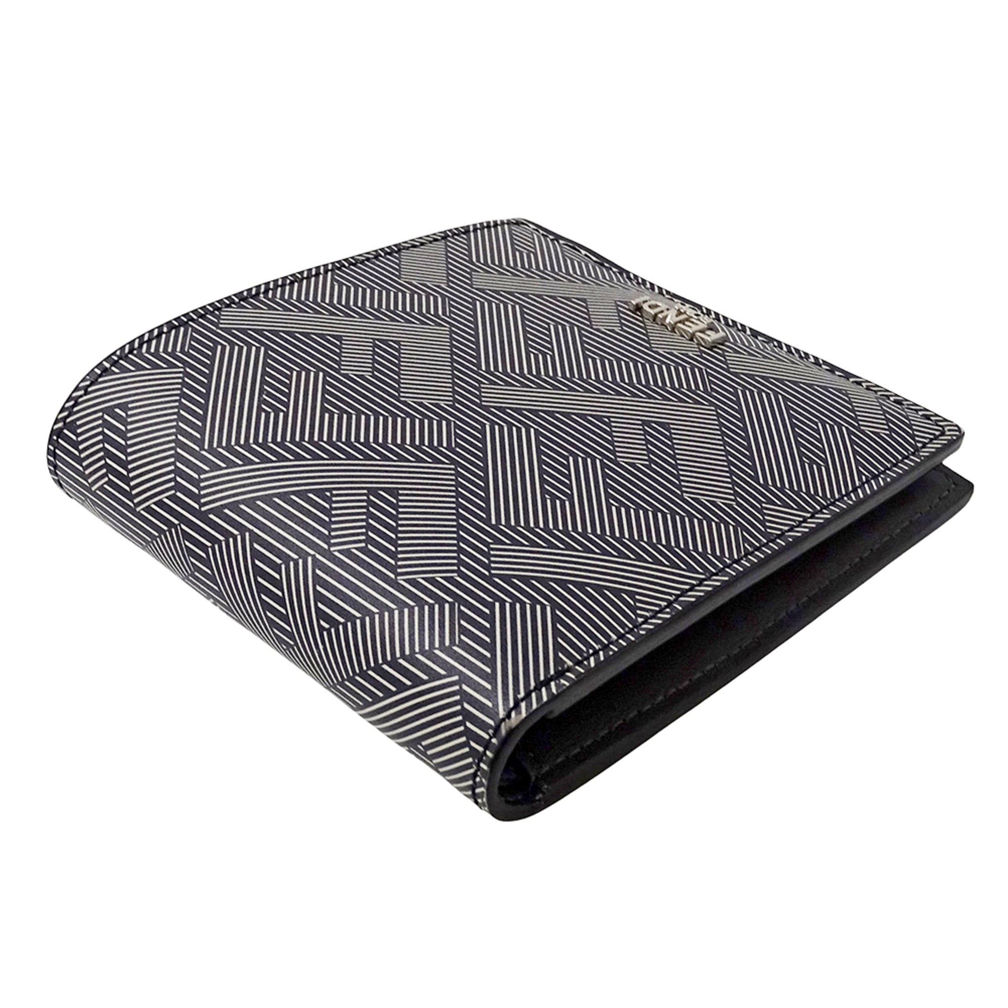 Fendi Black Gray Leather Wallet (Bi-Fold) (Pre-Owned)