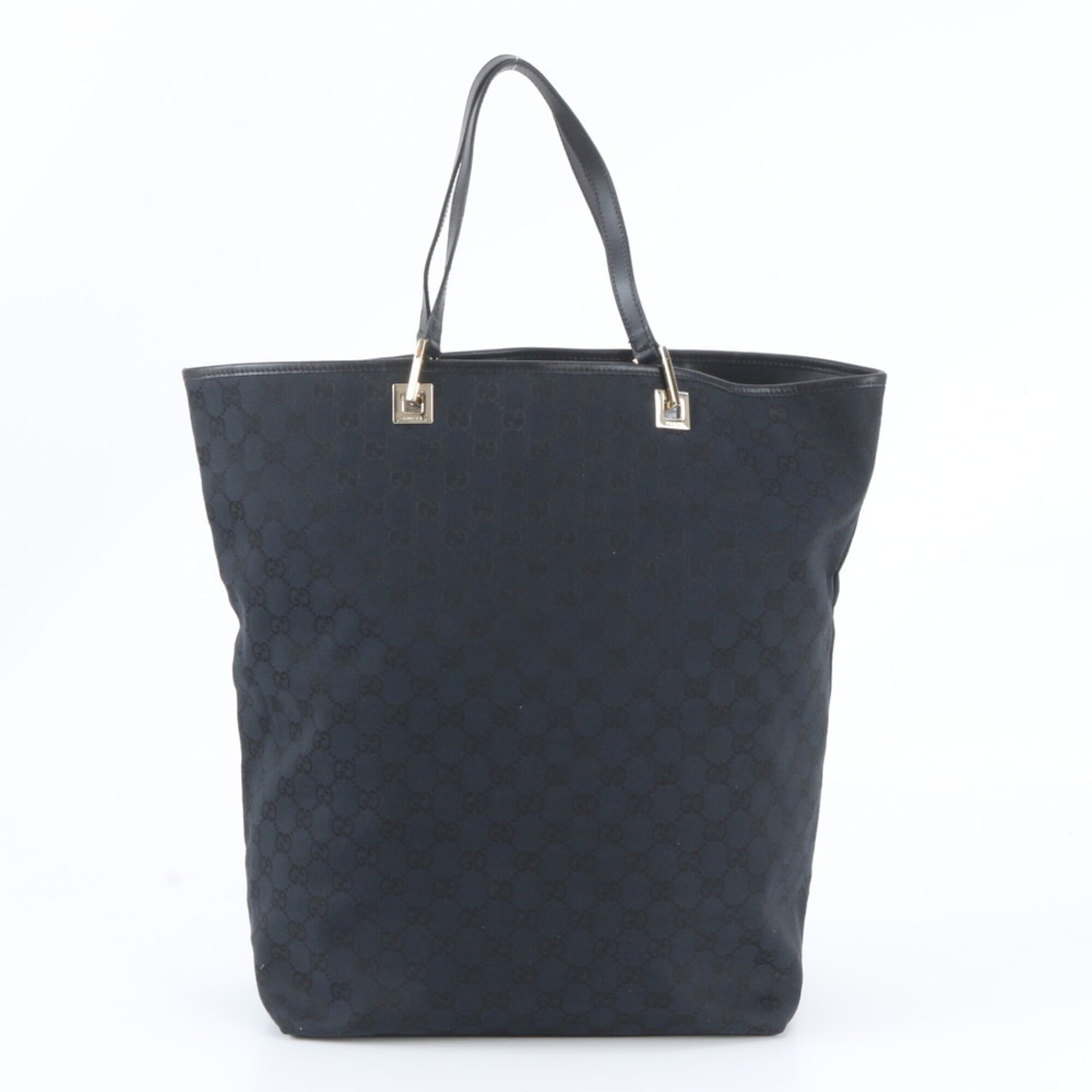Gucci Black Navy Leather Canvas Handbag Shoulder Bag Tote Bag (Pre-Owned)