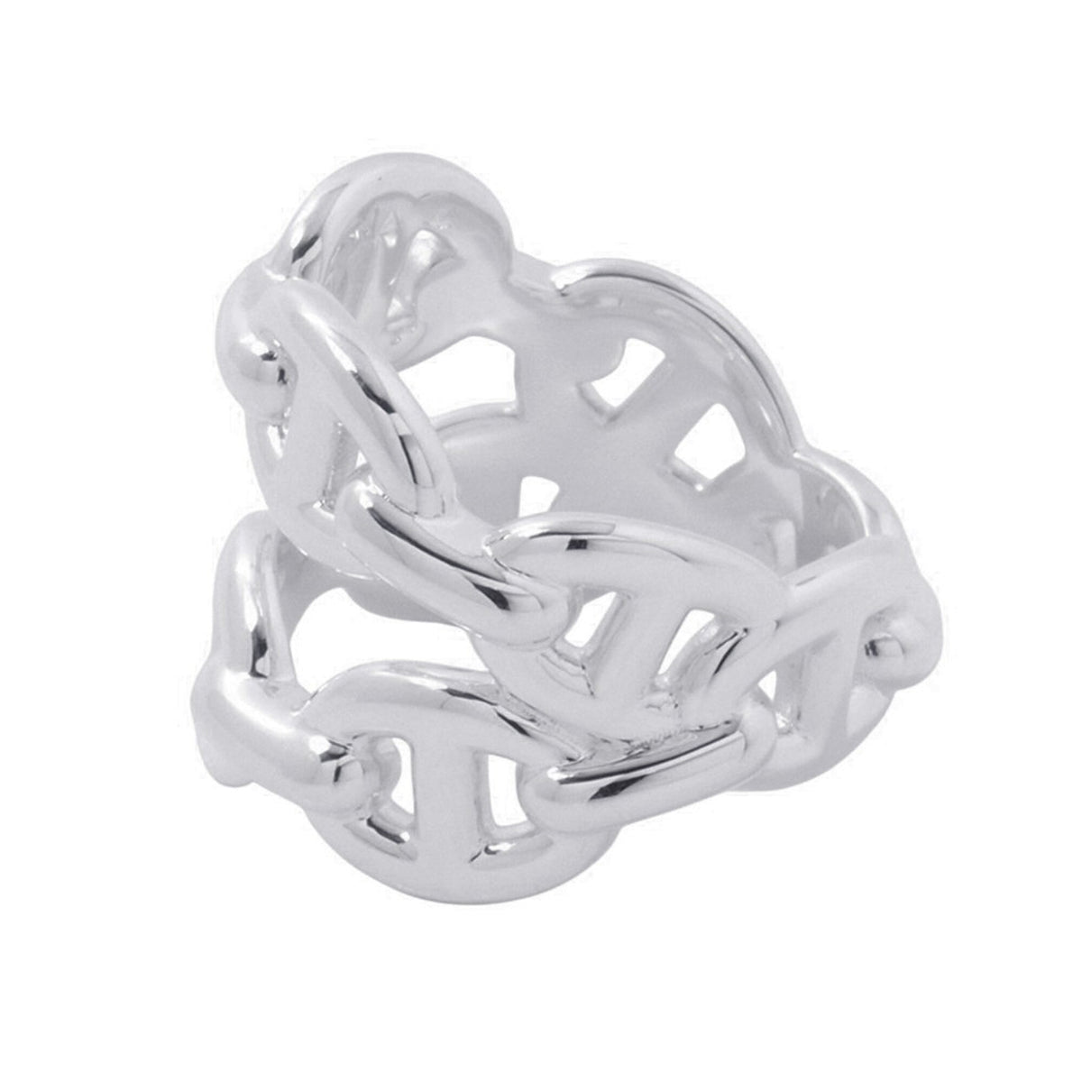 Hermes Silver 925 Band Ring (Pre-Owned)