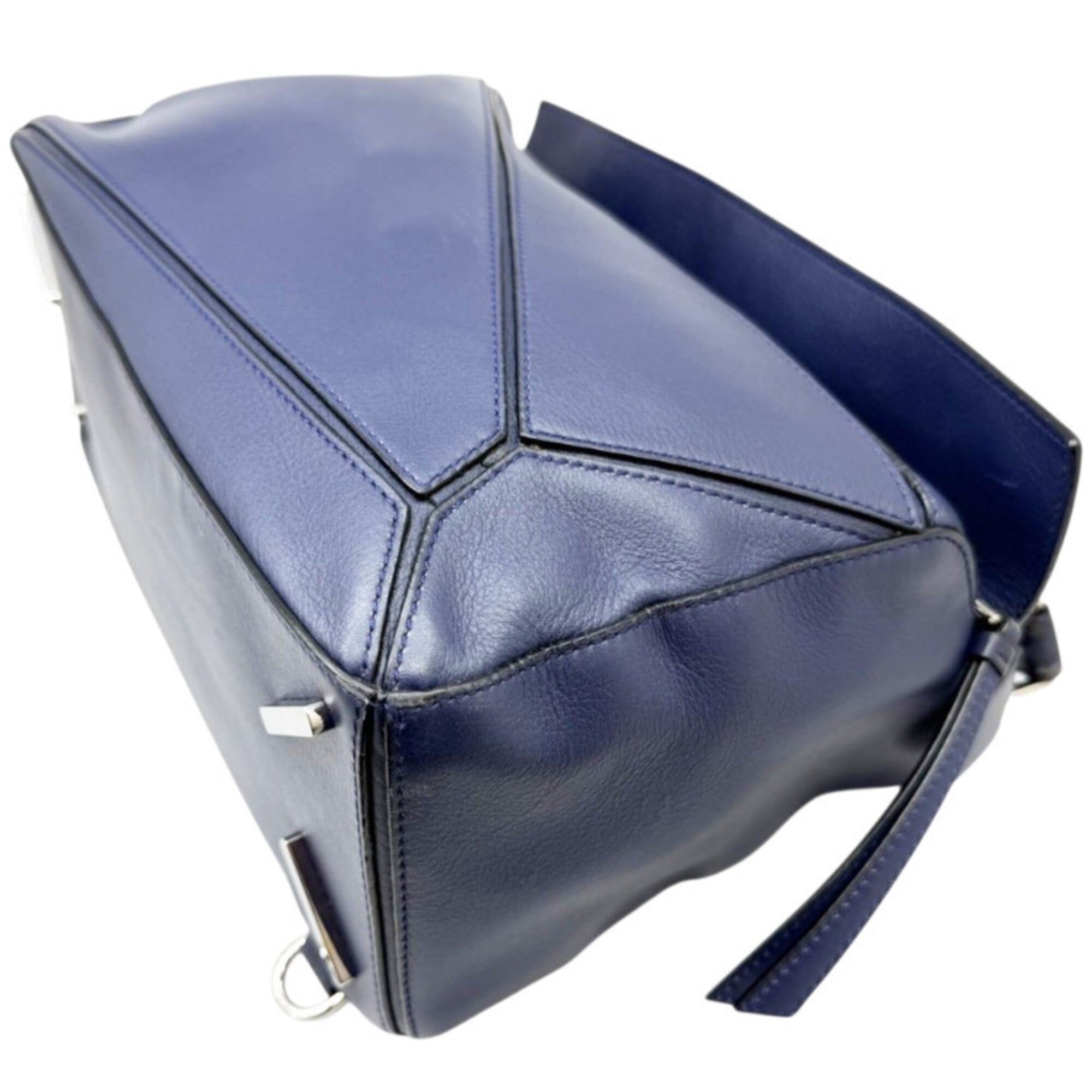 Loewe Navy Leather Handbag Shoulder Bag (Pre-Owned)