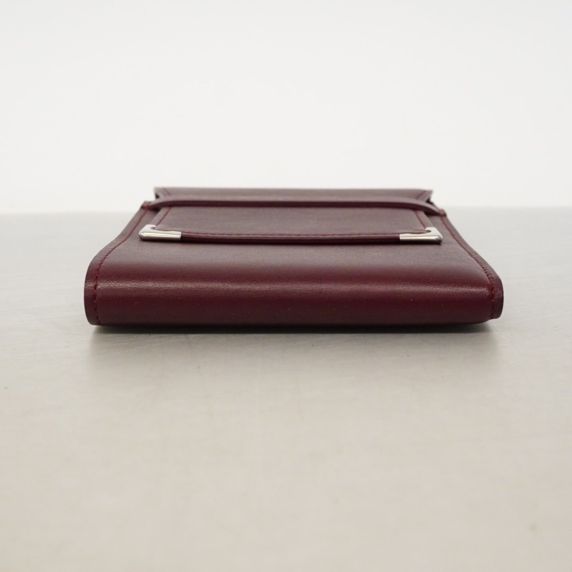 Cartier Bordeaux Leather Wallet (Tri-Fold) (Pre-Owned)