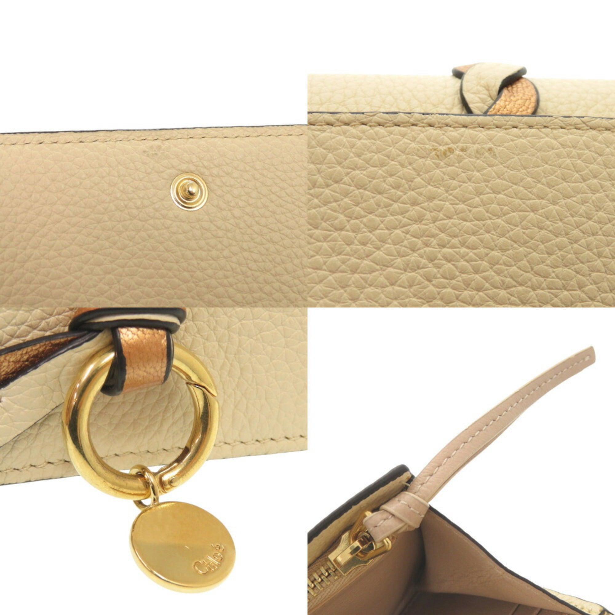 Chloé Beige Leather Long Wallet (Bi-Fold) (Pre-Owned)