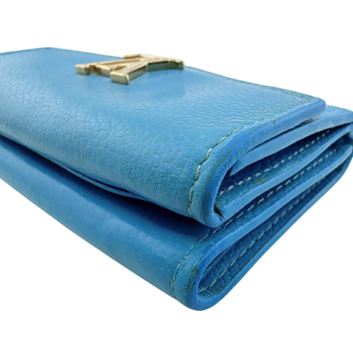 Louis Vuitton Blue Leather Wallet (Tri-Fold) (Pre-Owned)