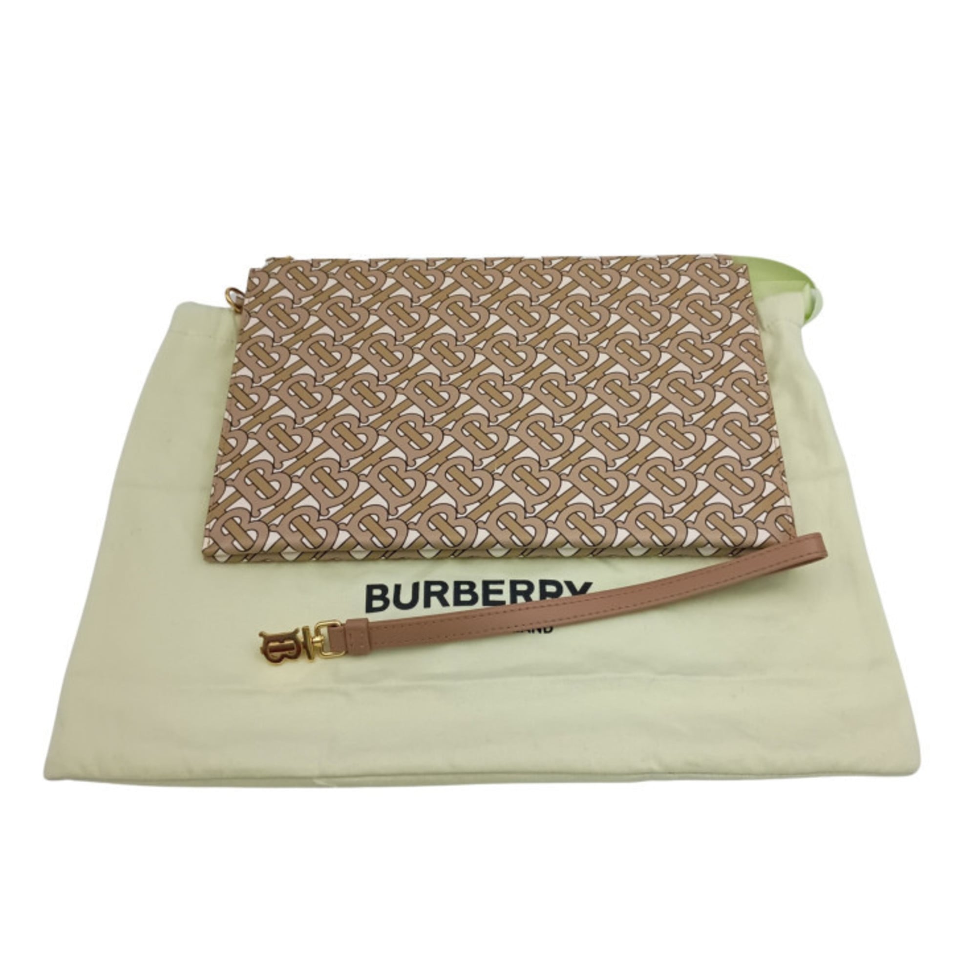 Burberry Beige Canvas Clutch Bag Handbag (Pre-Owned)