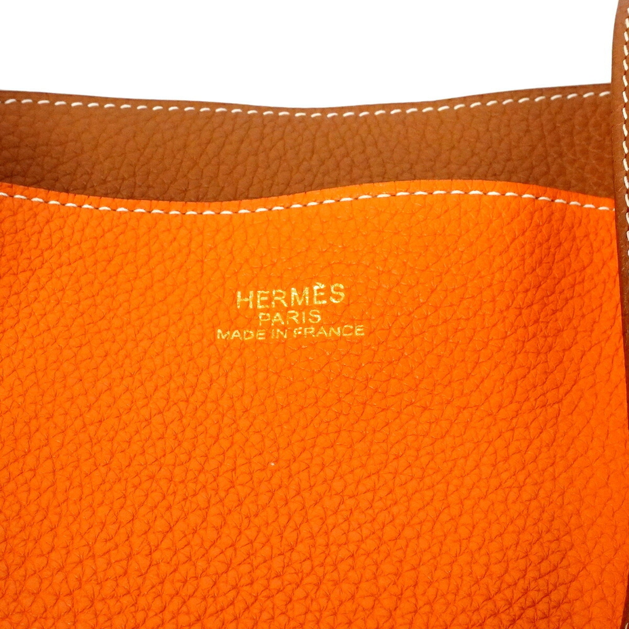 Hermes Gold Orange Taurillon Clemence Leather Tote Bag (Pre-Owned)