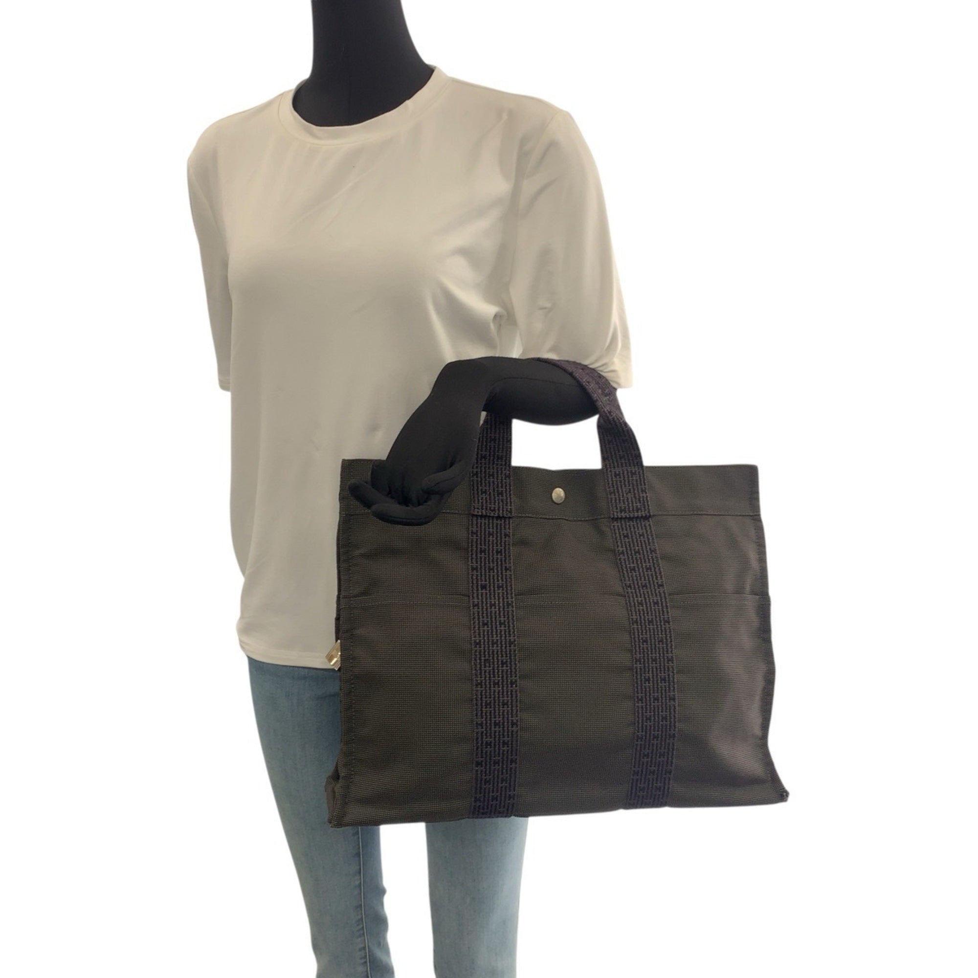 Hermes Gray Canvas Tote Bag (Pre-Owned)
